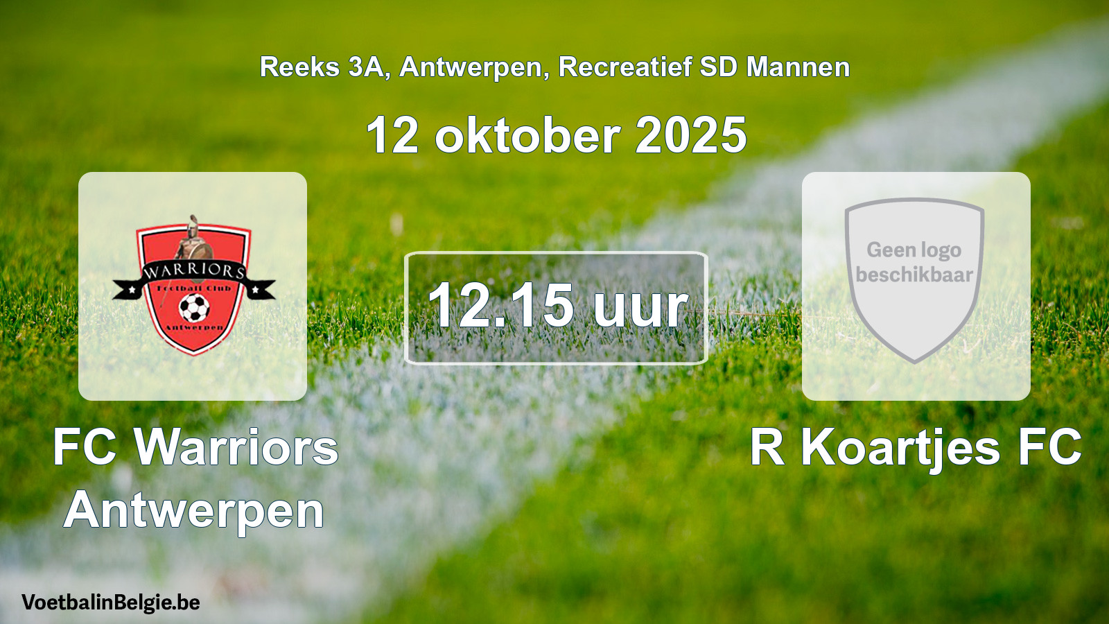 Scheduled match recreational sd men football: FC Warriors Antwerpen - R Koartjes FC (12 October 2025)