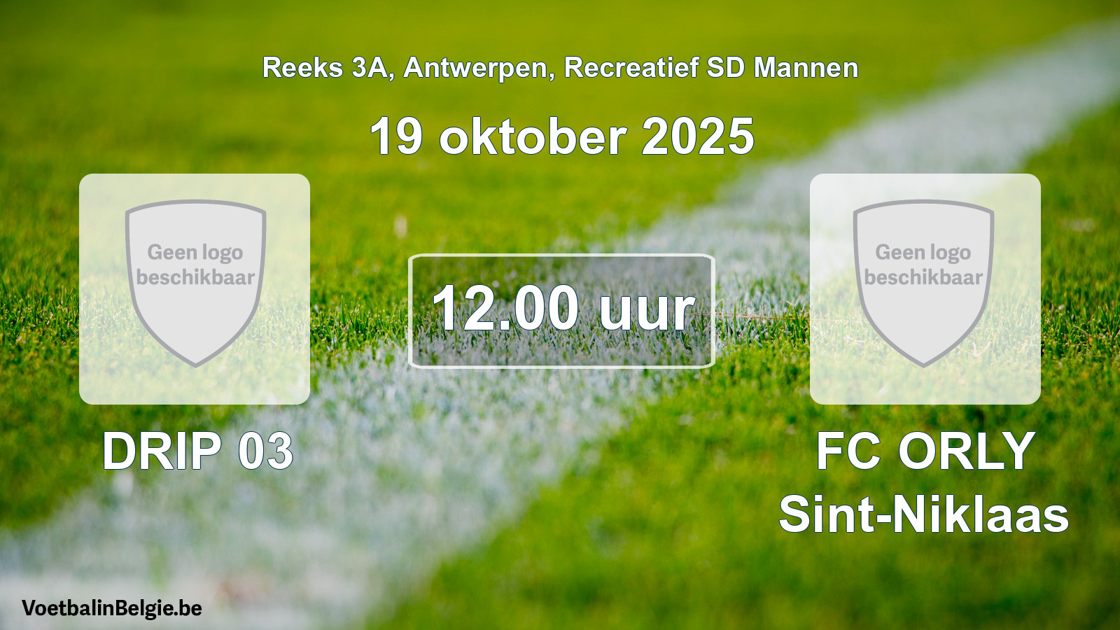 Scheduled match recreational sd men football: DRIP 03 - FC ORLY Sint-Niklaas (19 October 2025)