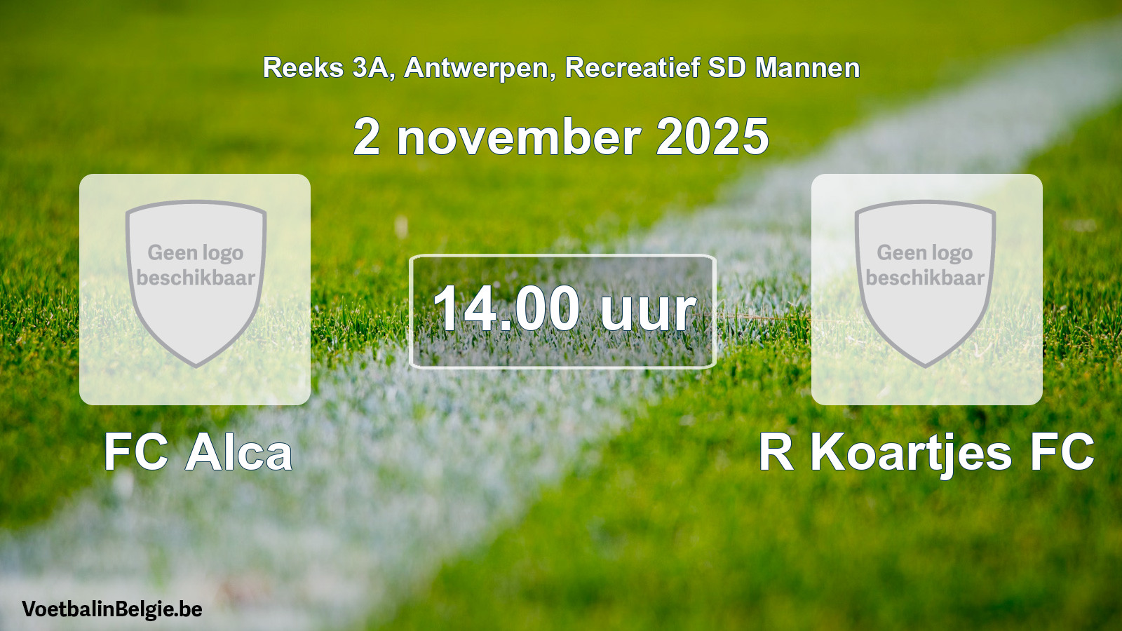 Scheduled match recreational sd men football: FC Alca - R Koartjes FC (2 November 2025)