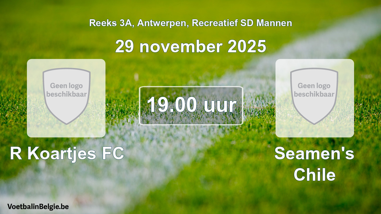 Scheduled match recreational sd men football: R Koartjes FC - Seamen's Chile (29 November 2025)
