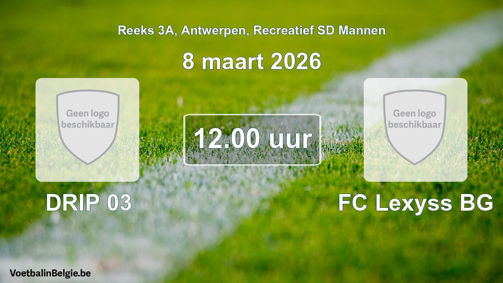Scheduled match recreational sd men football: DRIP 03 - FC Lexyss BG (8 March 2026)