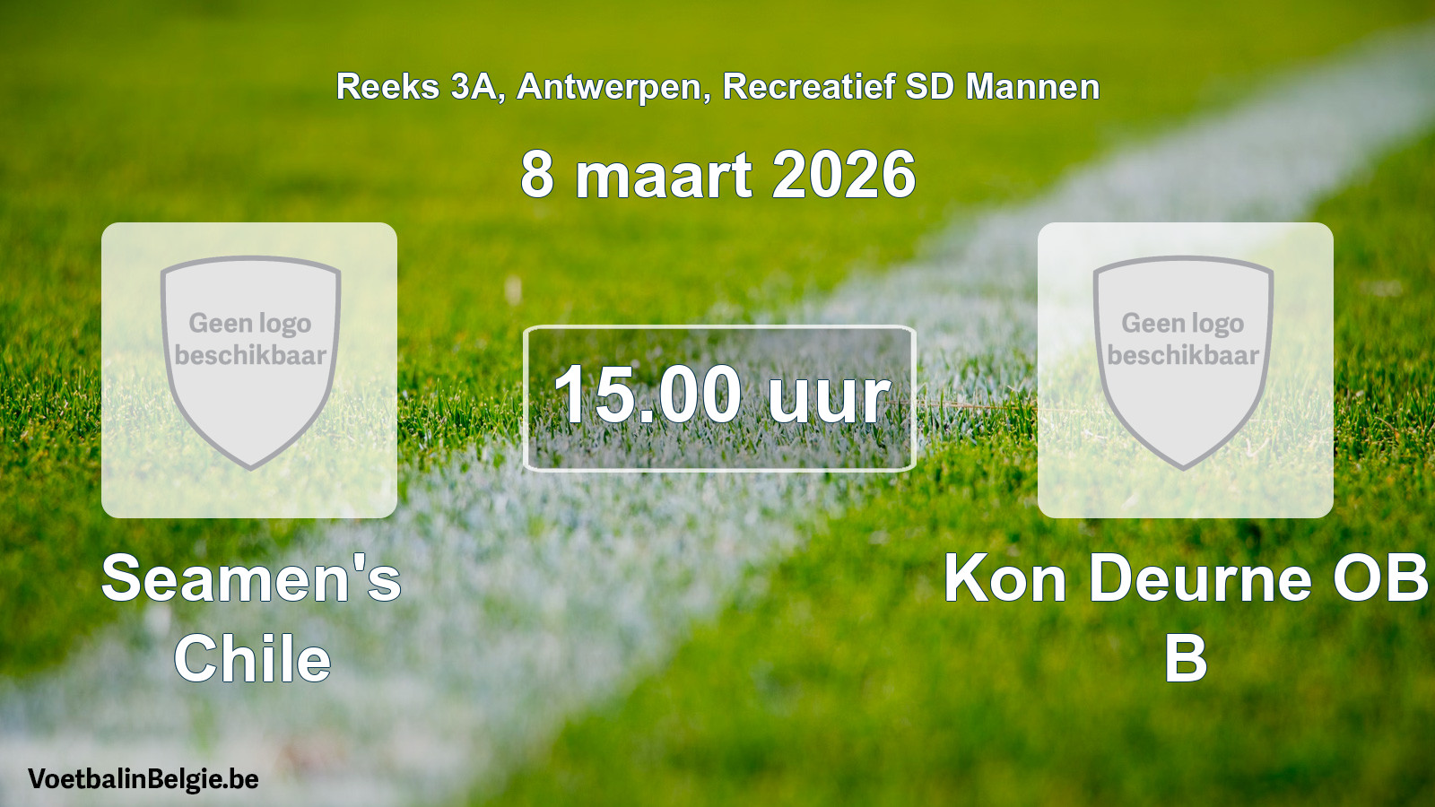 Scheduled match recreational sd men football: Seamen's Chile - Kon Deurne OB B (8 March 2026)