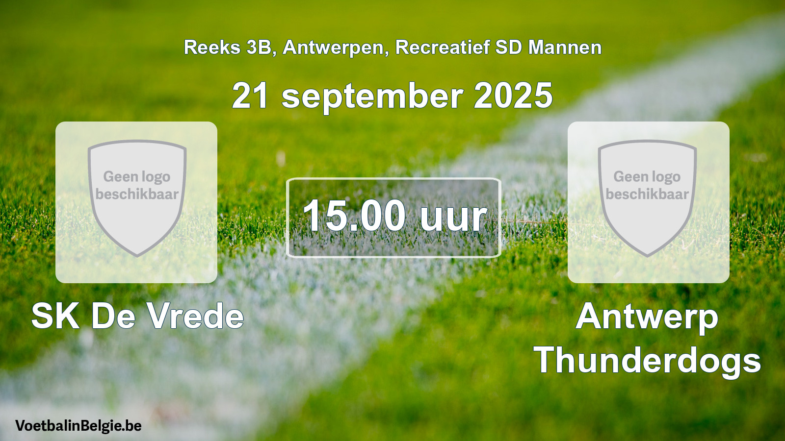 Scheduled match recreational sd men football: SK De Vrede - Antwerp Thunderdogs (21 September 2025)