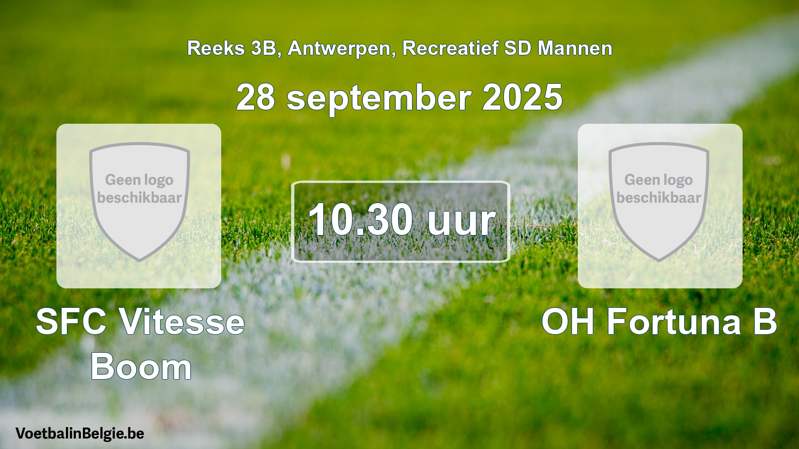 Scheduled match recreational sd men football: SFC Vitesse Boom - OH Fortuna B (28 September 2025)