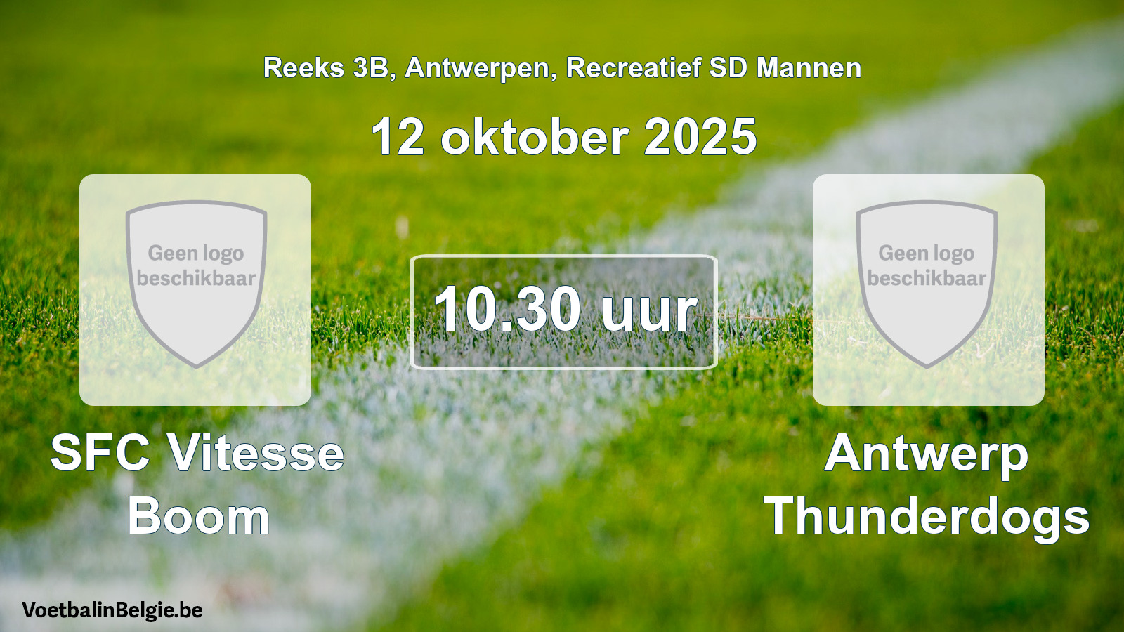 Scheduled match recreational sd men football: SFC Vitesse Boom - Antwerp Thunderdogs (12 October 2025)
