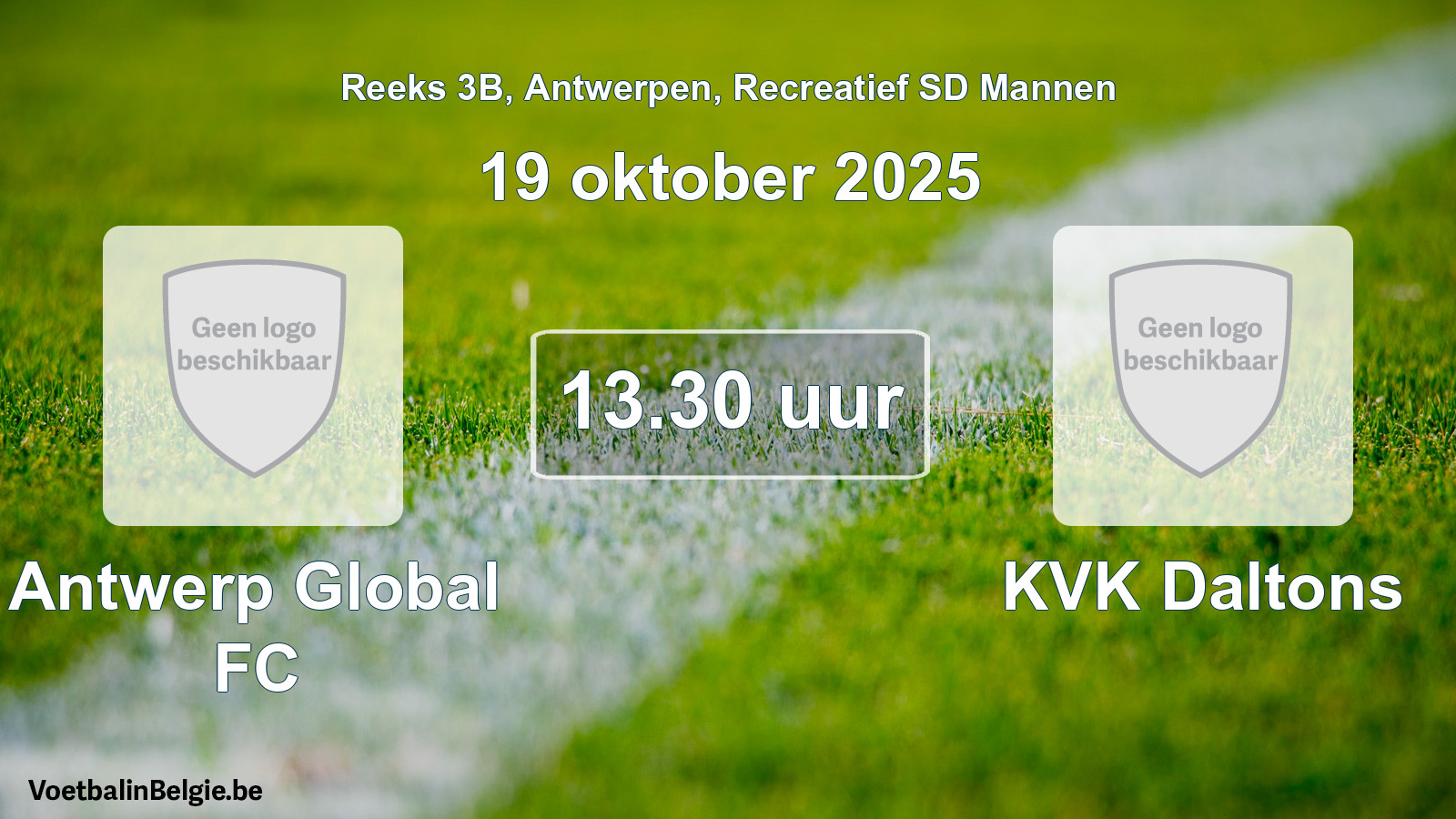 Scheduled match recreational sd men football: Antwerp Global FC - KVK Daltons (19 October 2025)