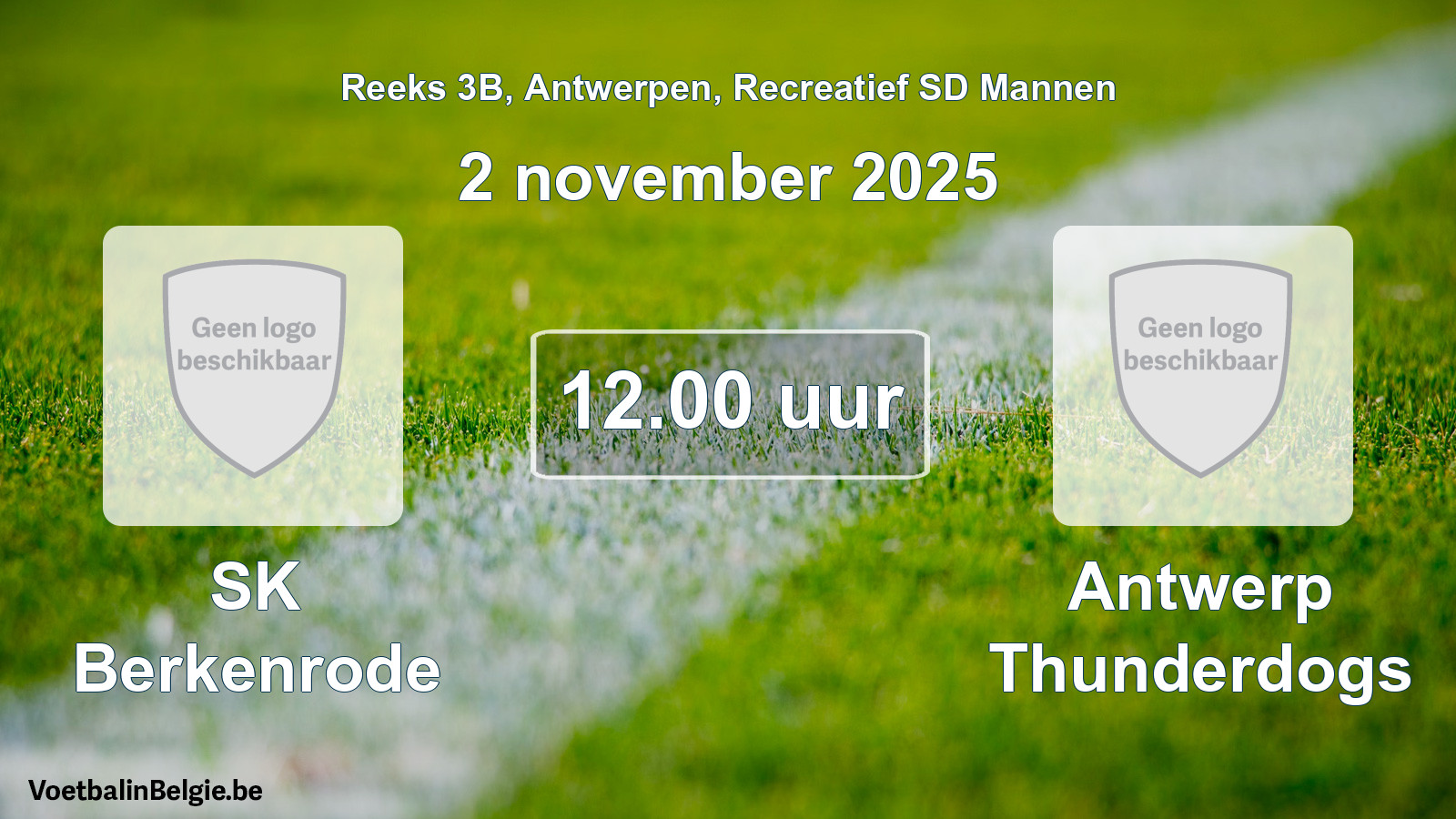 Scheduled match recreational sd men football: SK Berkenrode - Antwerp Thunderdogs (2 November 2025)