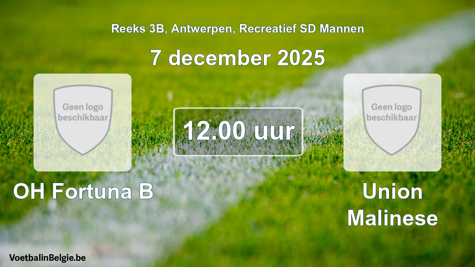Scheduled match recreational sd men football: OH Fortuna B - Union Malinese (7 December 2025)