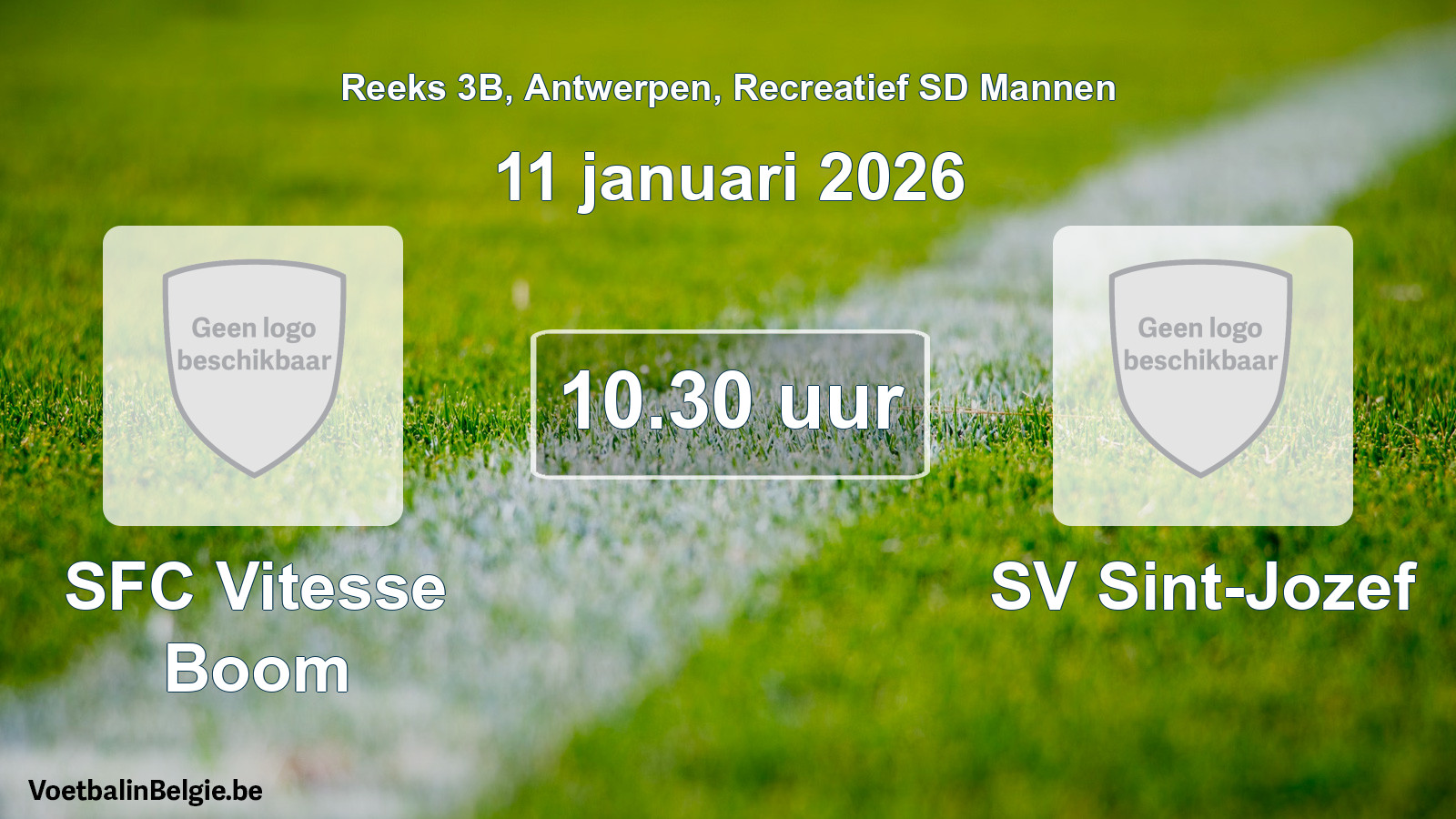 Scheduled match recreational sd men football: SFC Vitesse Boom - SV Sint-Jozef (11 January 2026)