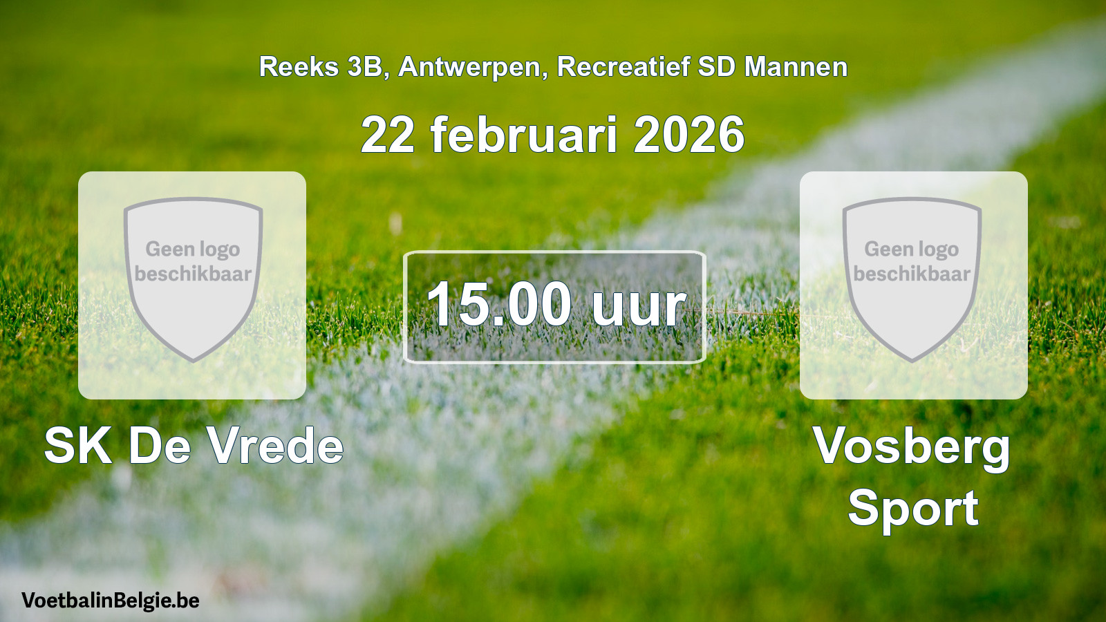 Geplande wedstrijd recreatief sd mannenvoetbal: SK De Vrede - Vosberg Sport (22 februari 2026)