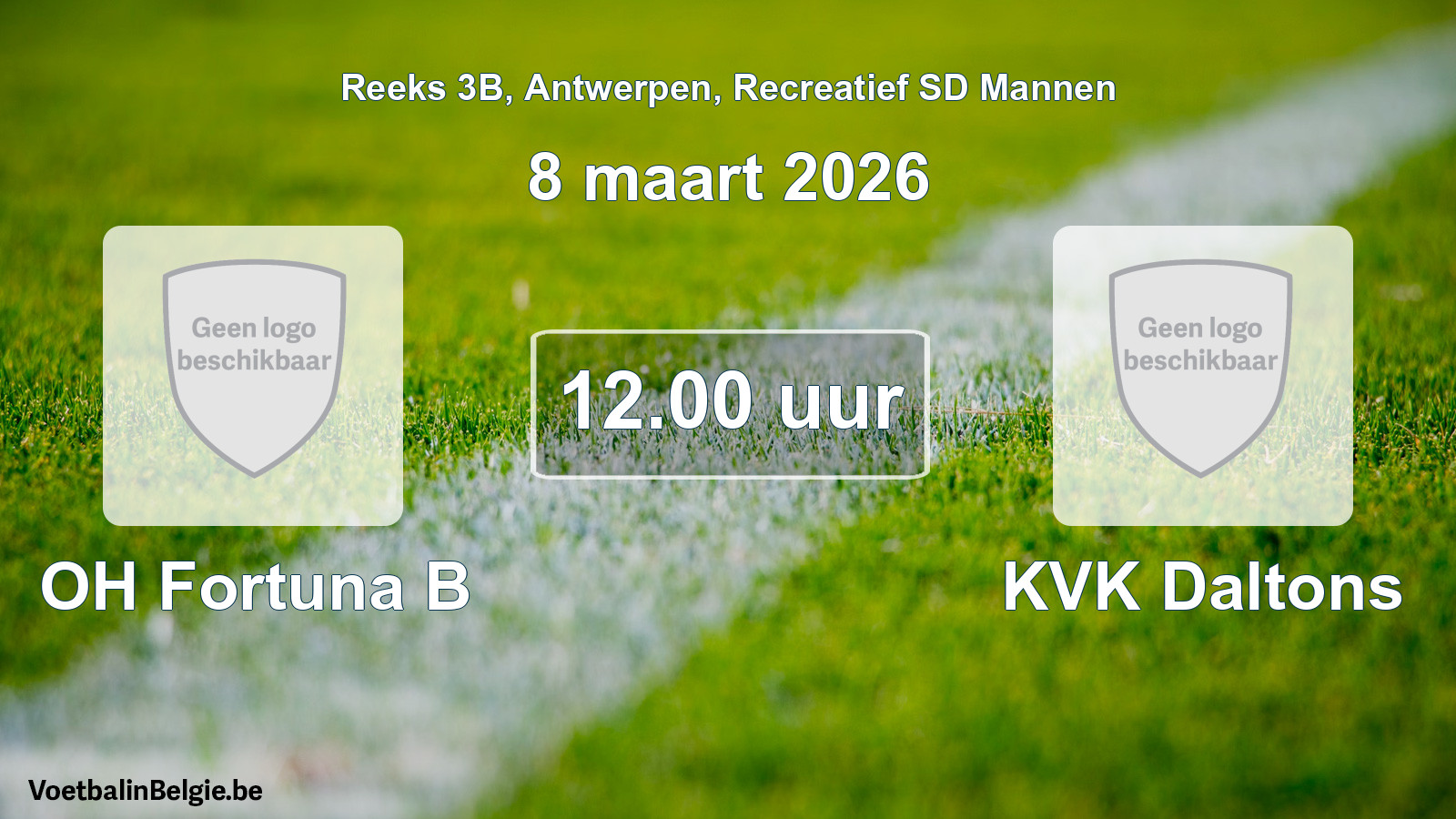 Scheduled match recreational sd men football: OH Fortuna B - KVK Daltons (8 March 2026)