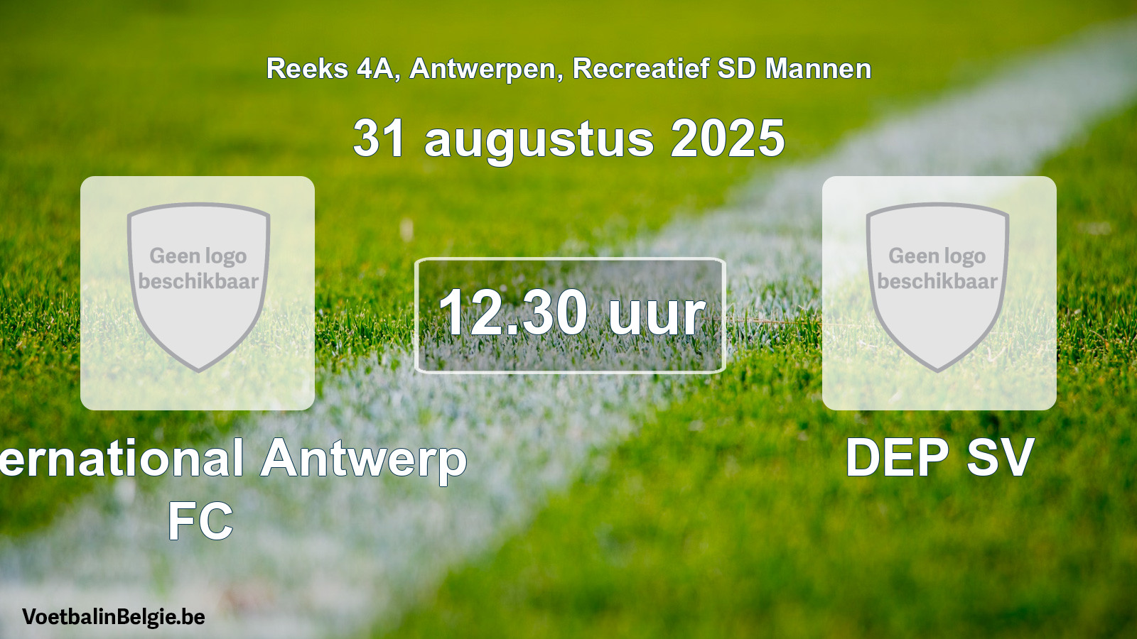 Geplande wedstrijd recreatief sd mannenvoetbal: International Antwerp FC - DEP SV (31 augustus 2025)