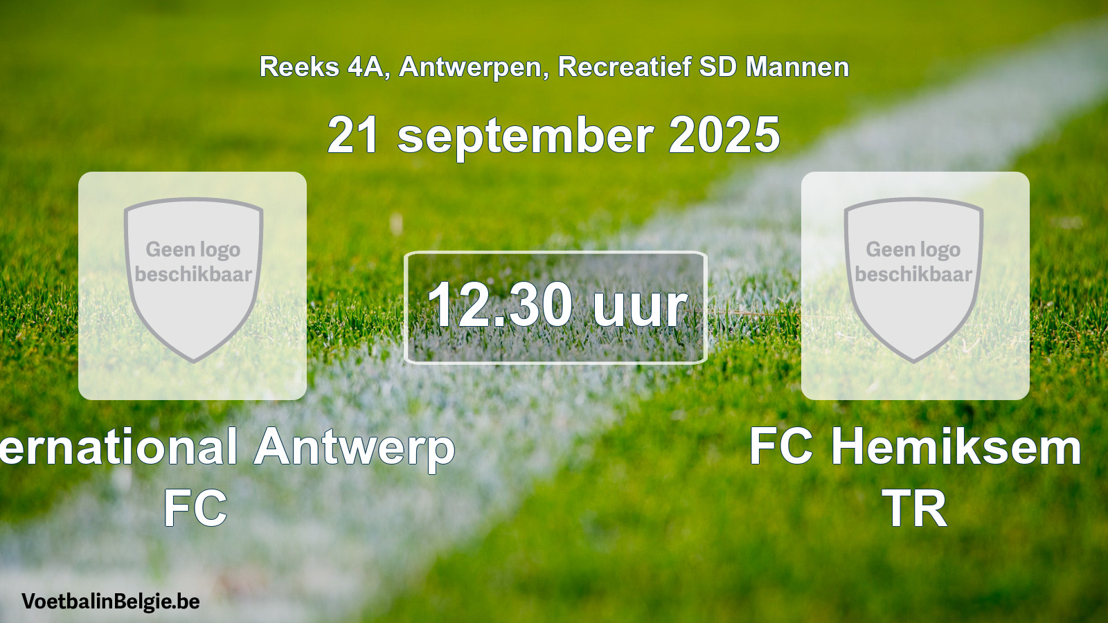 Scheduled match recreational sd men football: International Antwerp FC - FC Hemiksem TR (21 September 2025)