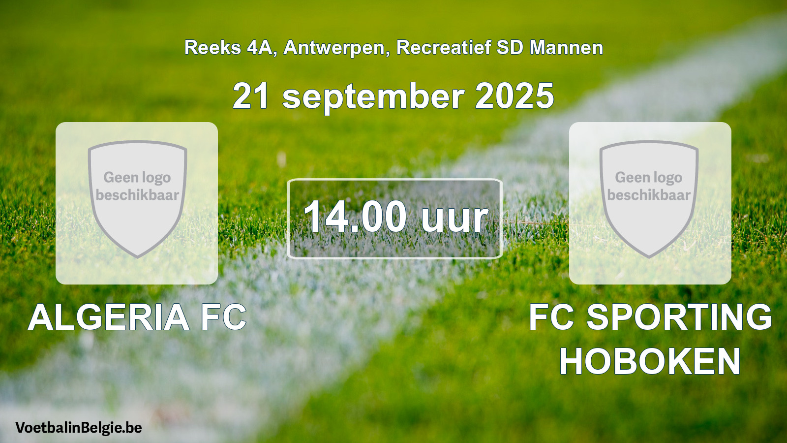 Scheduled match recreational sd men football: ALGERIA FC - FC SPORTING HOBOKEN (21 September 2025)
