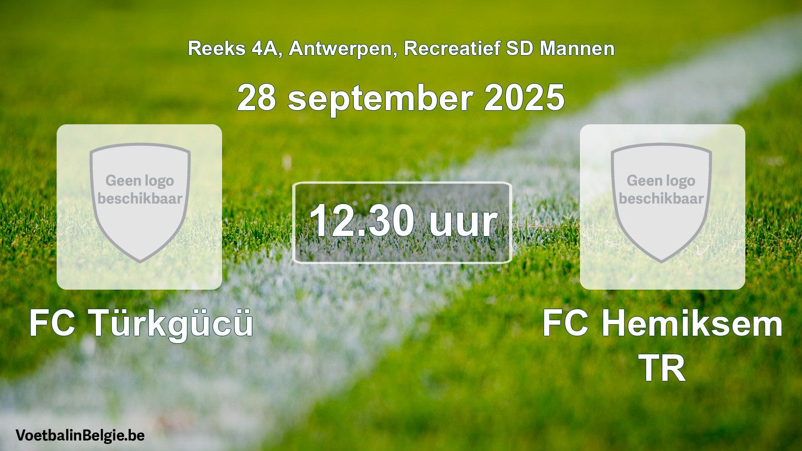 Geplande wedstrijd recreatief sd mannenvoetbal: FC Türkgücü - FC Hemiksem TR (28 september 2025)
