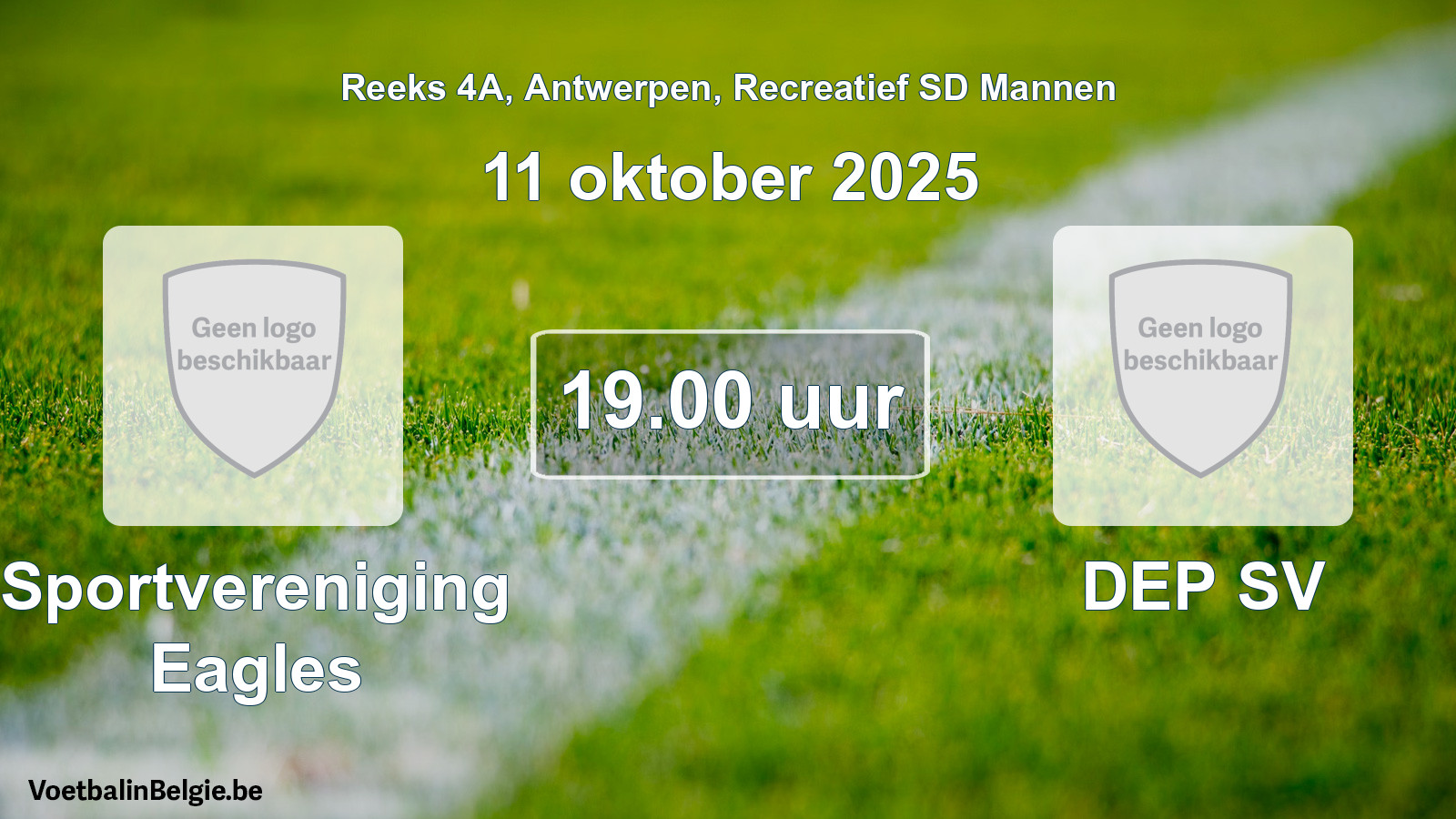 Geplande wedstrijd recreatief sd mannenvoetbal: Sportvereniging Eagles - DEP SV (11 oktober 2025)