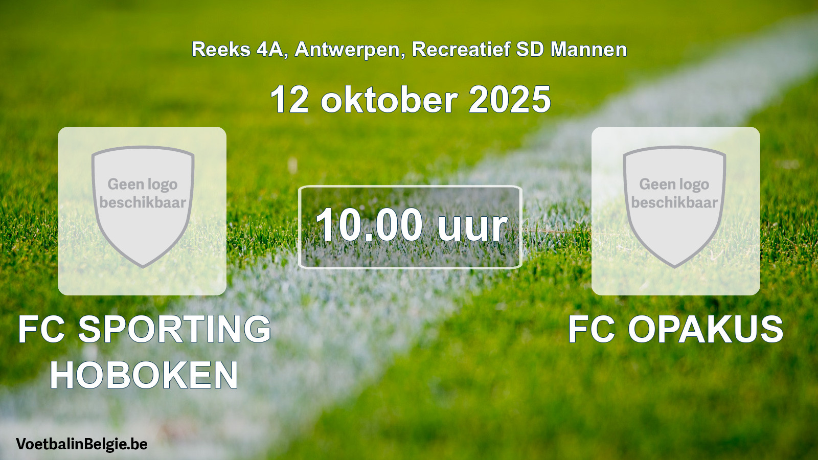 Scheduled match recreational sd men football: FC SPORTING HOBOKEN - FC OPAKUS (12 October 2025)