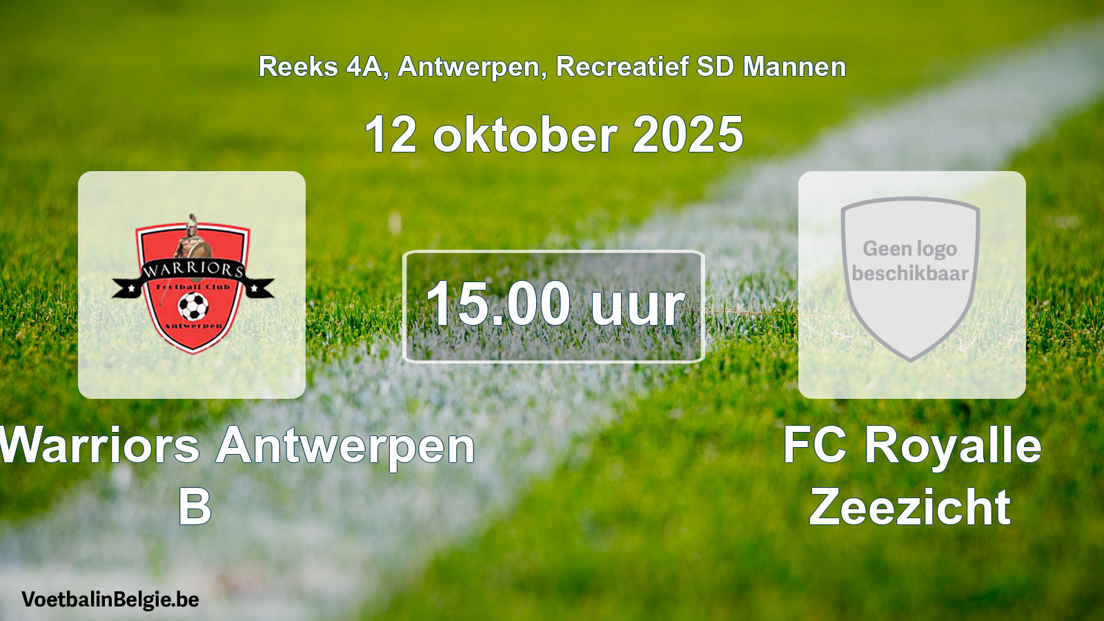 Scheduled match recreational sd men football: FC Warriors Antwerpen B - FC Royalle Zeezicht (12 October 2025)