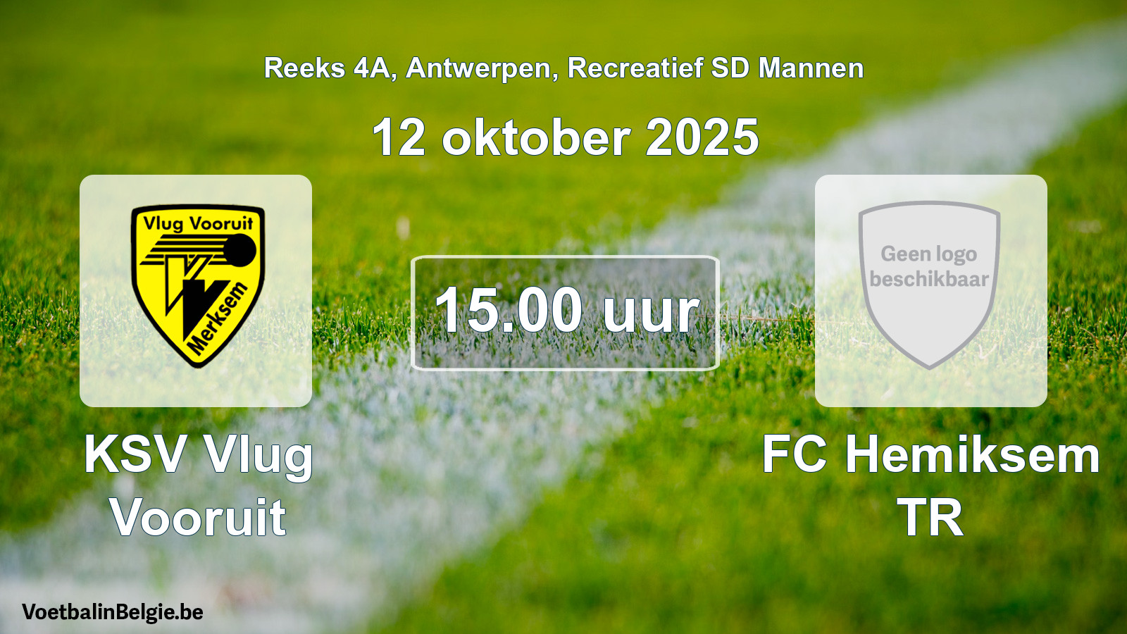 Geplande wedstrijd recreatief sd mannenvoetbal: KSV Vlug Vooruit - FC Hemiksem TR (12 oktober 2025)