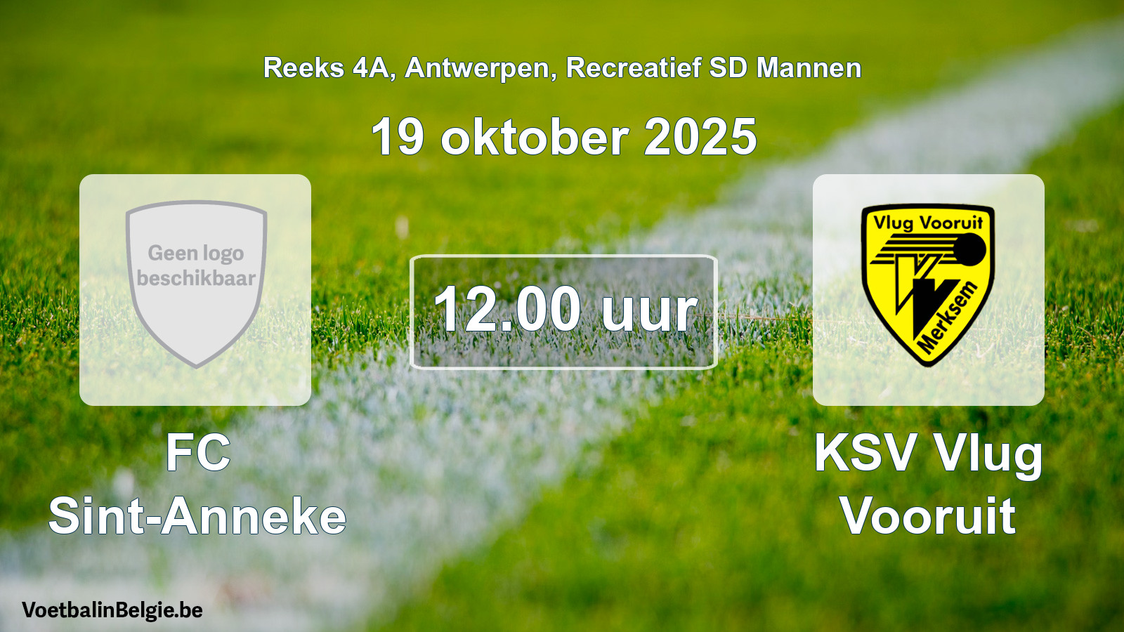 Scheduled match recreational sd men football: FC Sint-Anneke - KSV Vlug Vooruit (19 October 2025)