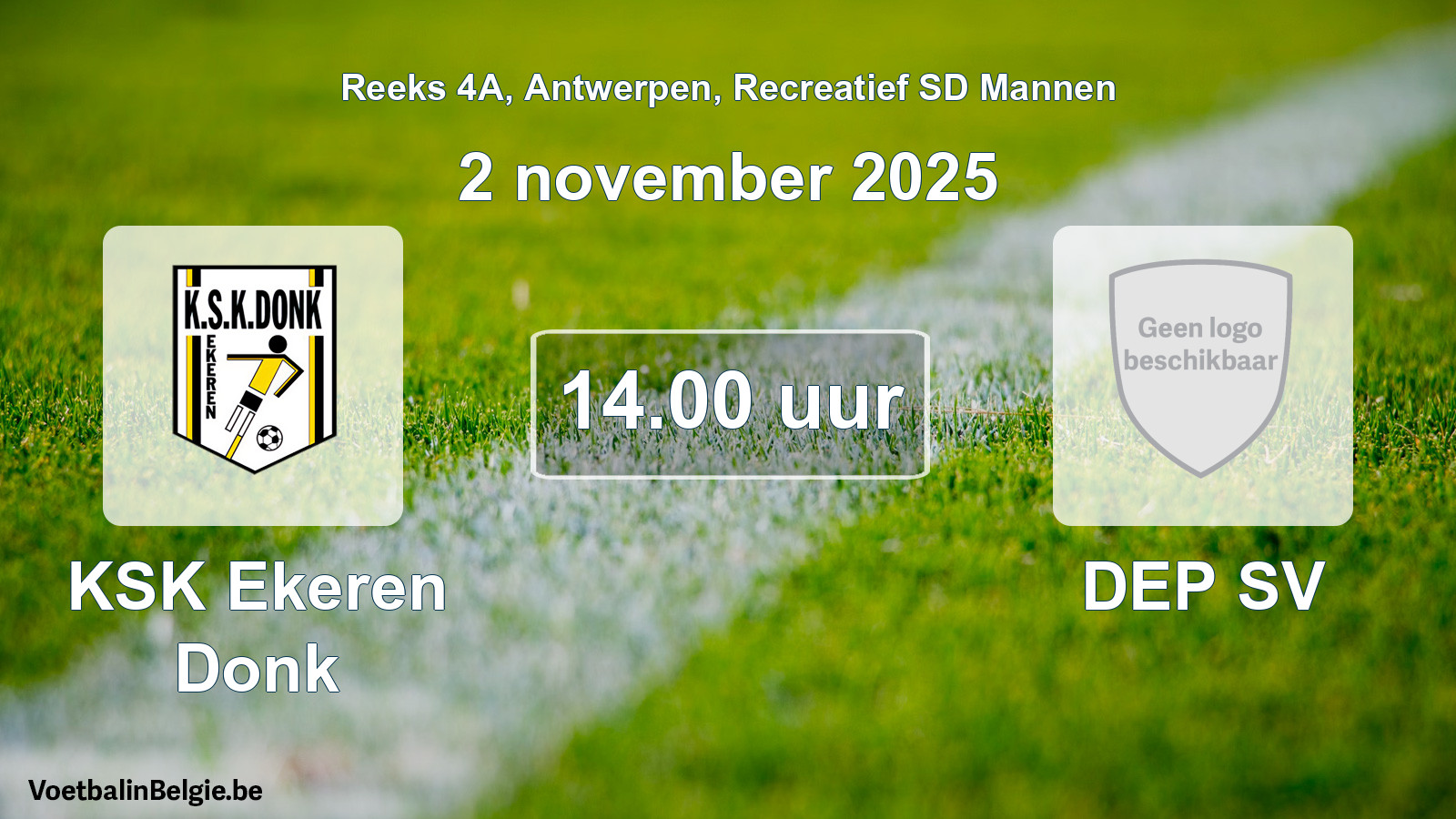 Scheduled match recreational sd men football: KSK Ekeren Donk - DEP SV (2 November 2025)