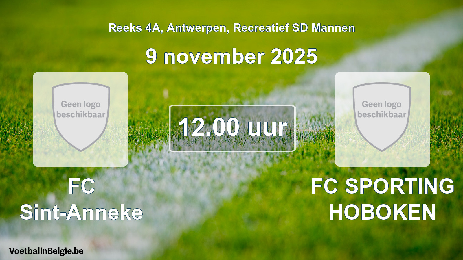 Scheduled match recreational sd men football: FC Sint-Anneke - FC SPORTING HOBOKEN (9 November 2025)