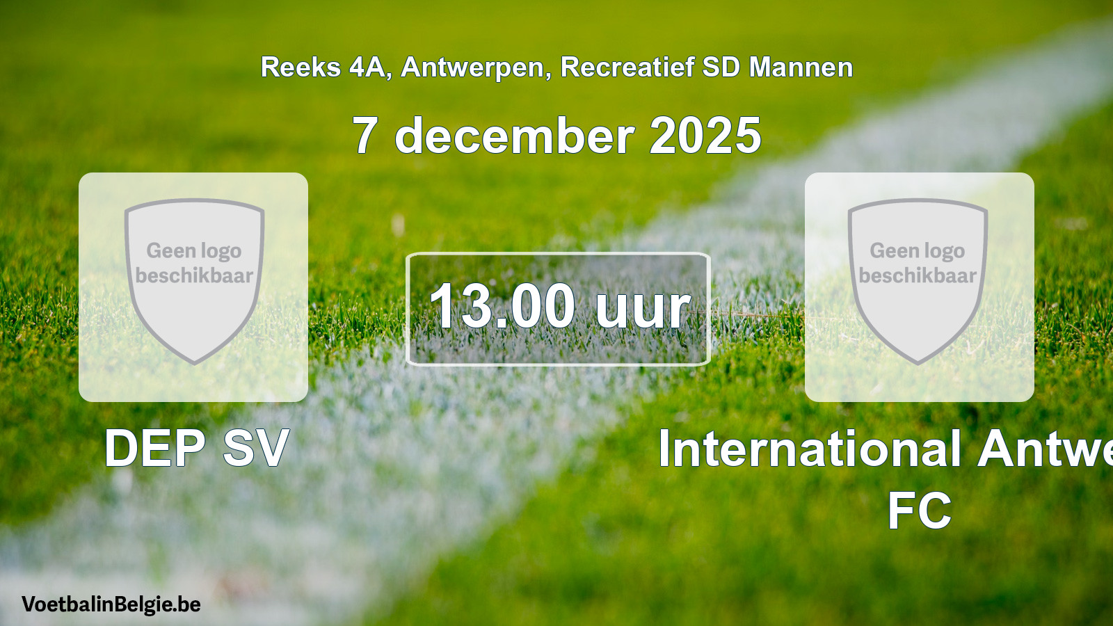 Scheduled match recreational sd men football: DEP SV - International Antwerp FC (7 December 2025)
