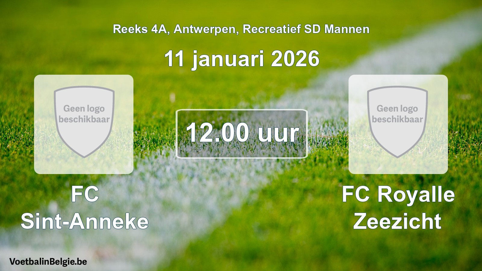 Scheduled match recreational sd men football: FC Sint-Anneke - FC Royalle Zeezicht (11 January 2026)