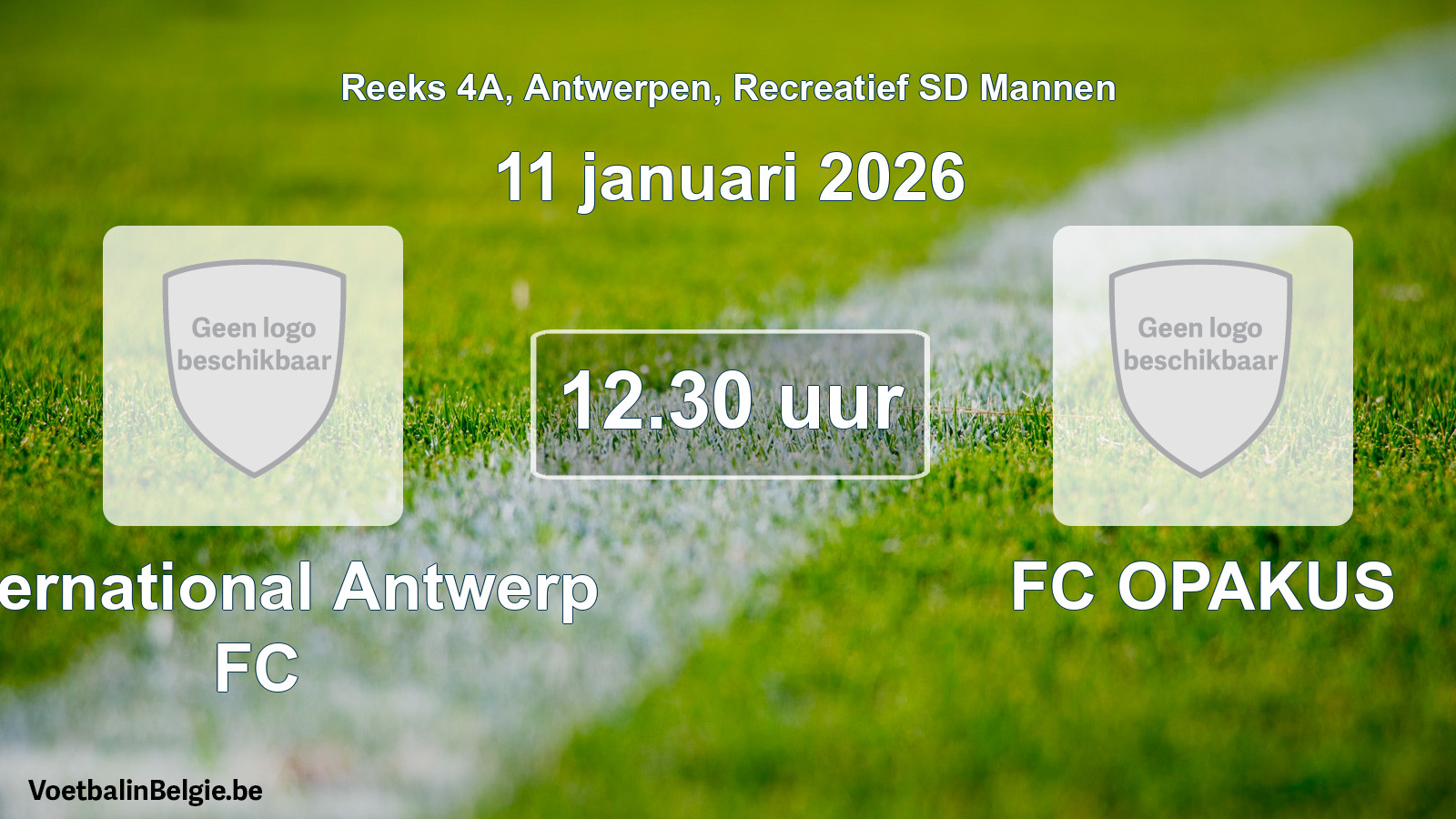 Scheduled match recreational sd men football: International Antwerp FC - FC OPAKUS (11 January 2026)