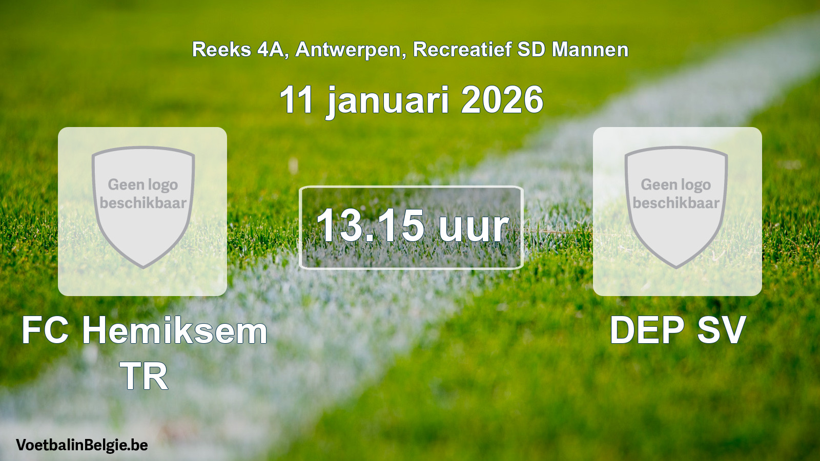 Scheduled match recreational sd men football: FC Hemiksem TR - DEP SV (11 January 2026)