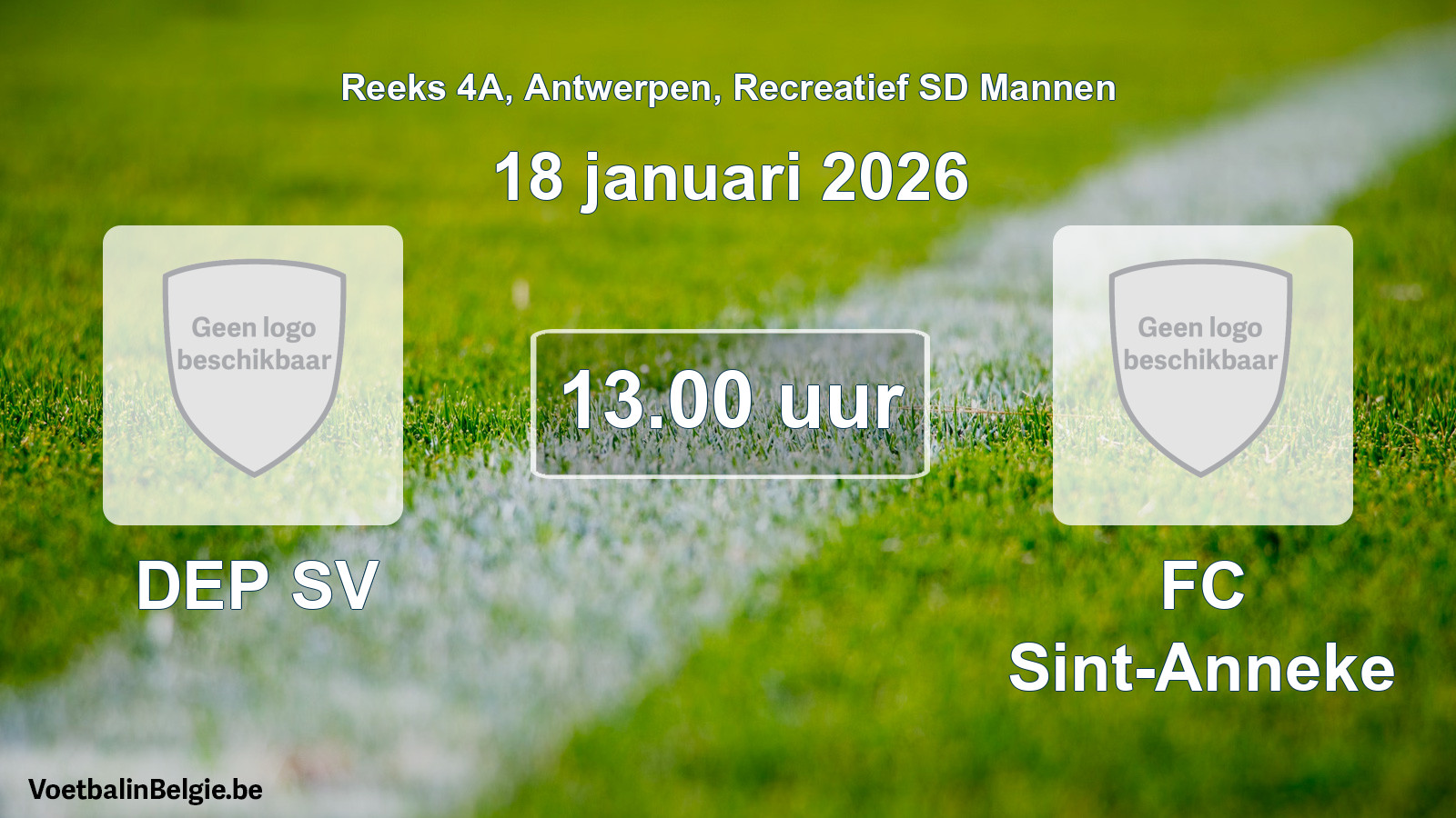 Scheduled match recreational sd men football: DEP SV - FC Sint-Anneke (18 January 2026)