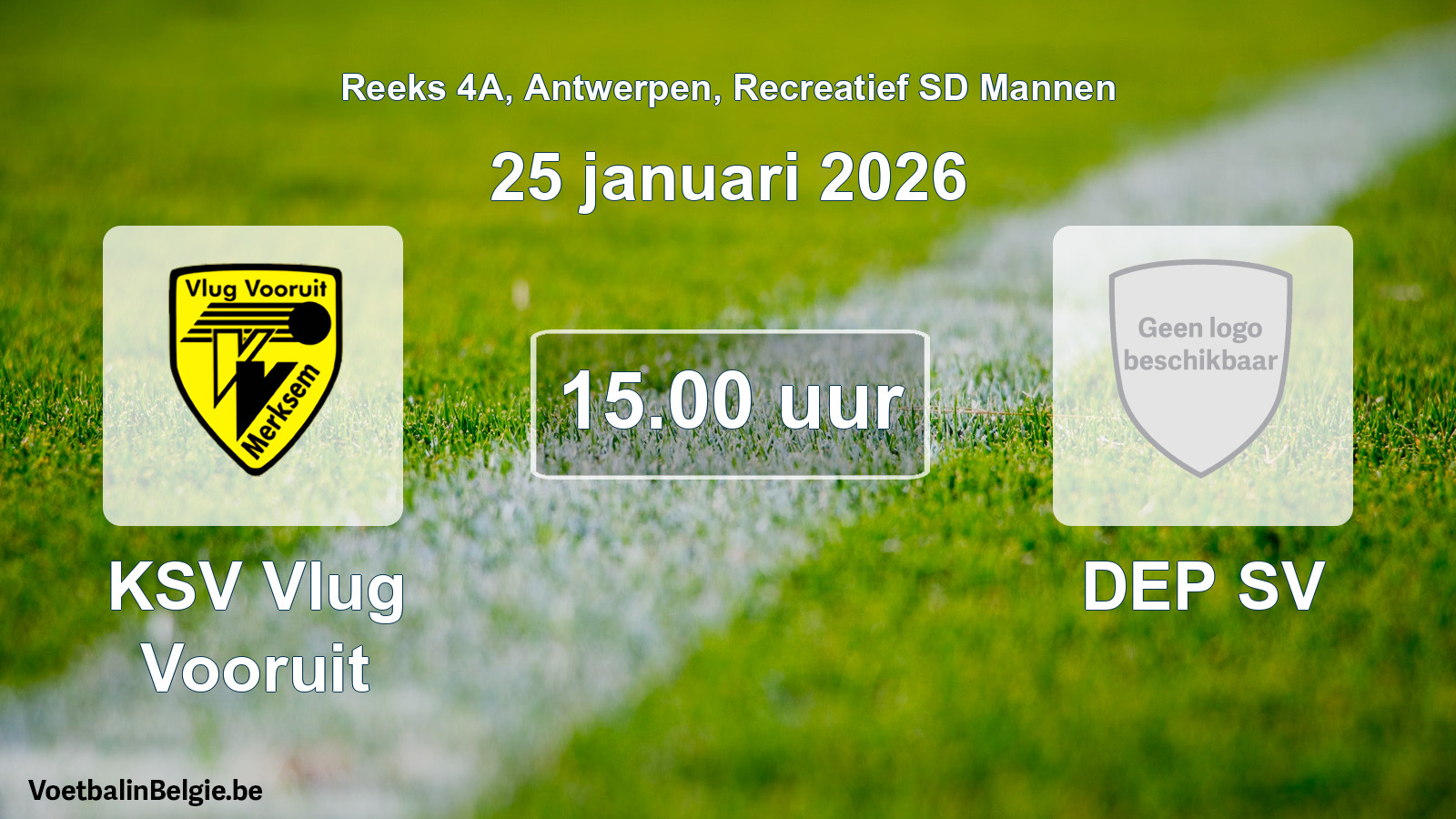 Scheduled match recreational sd men football: KSV Vlug Vooruit - DEP SV (25 January 2026)