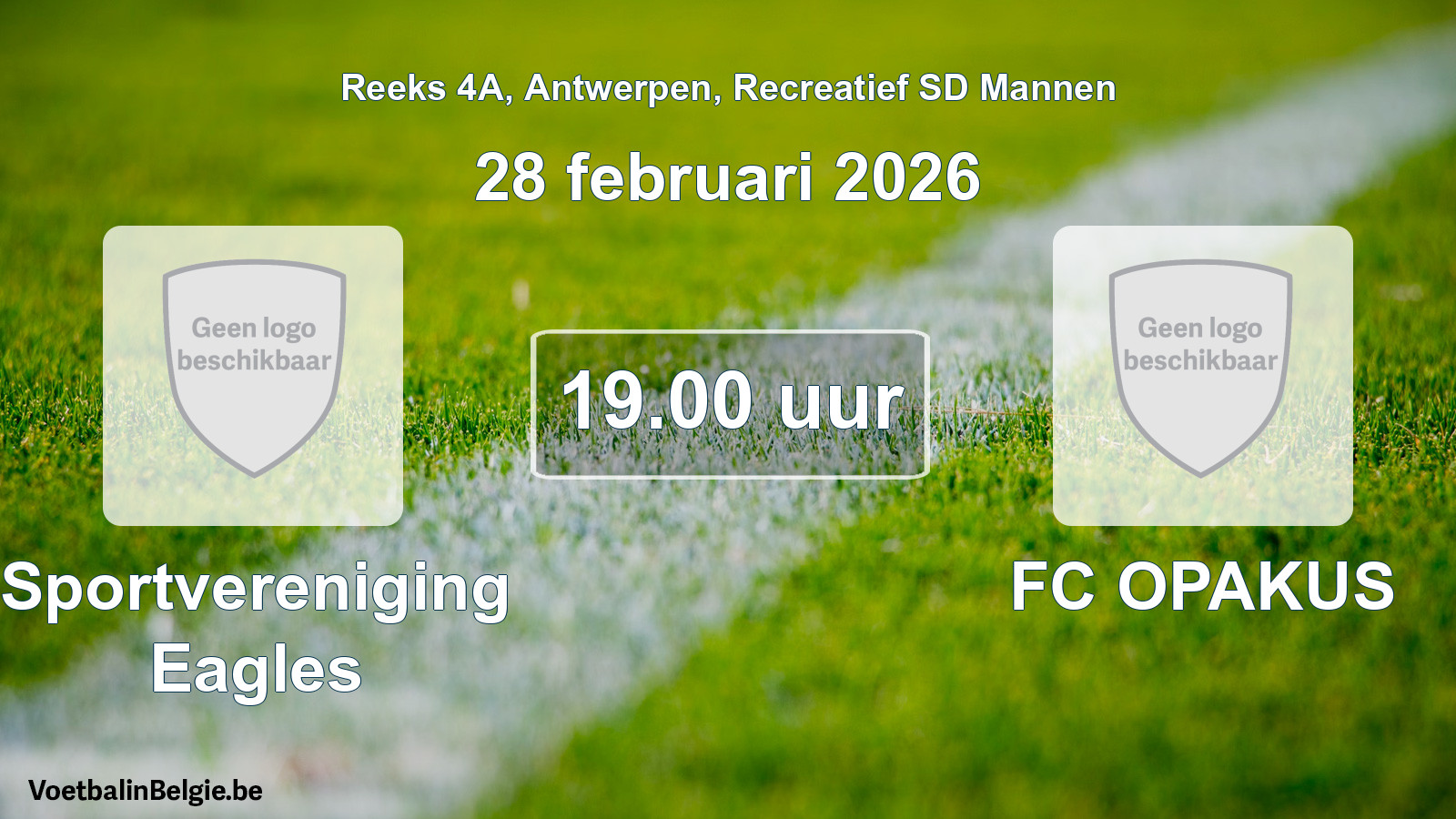 Geplantes Spiel freizeit sd männer-Fußball: Sportvereniging Eagles - FC OPAKUS (28 Februar 2026)
