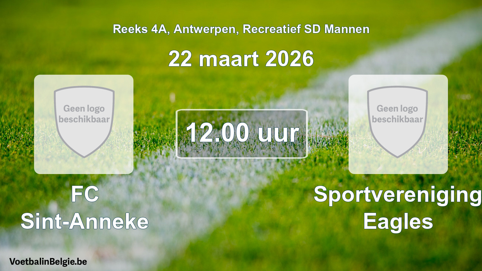 Geplande wedstrijd recreatief sd mannenvoetbal: FC Sint-Anneke - Sportvereniging Eagles (22 maart 2026)