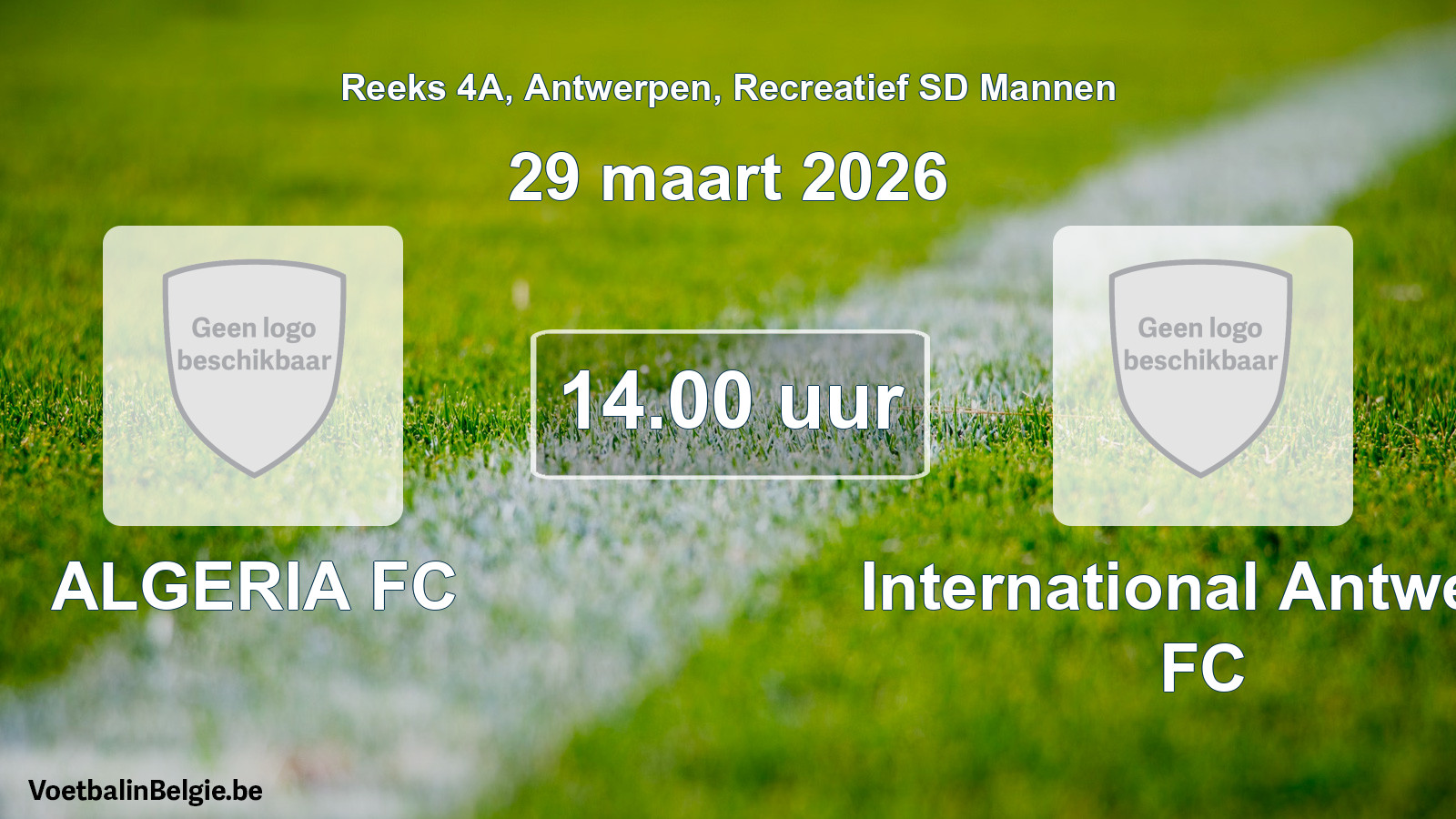 Scheduled match recreational sd men football: ALGERIA FC - International Antwerp FC (29 March 2026)