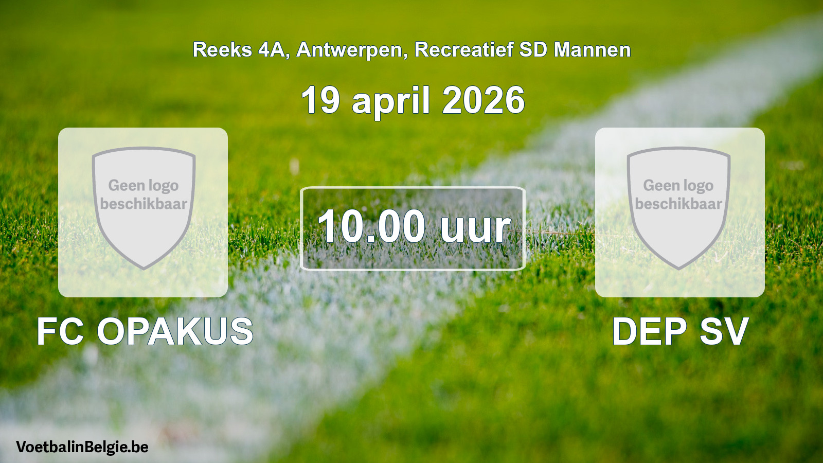 Scheduled match recreational sd men football: FC OPAKUS - DEP SV (19 April 2026)