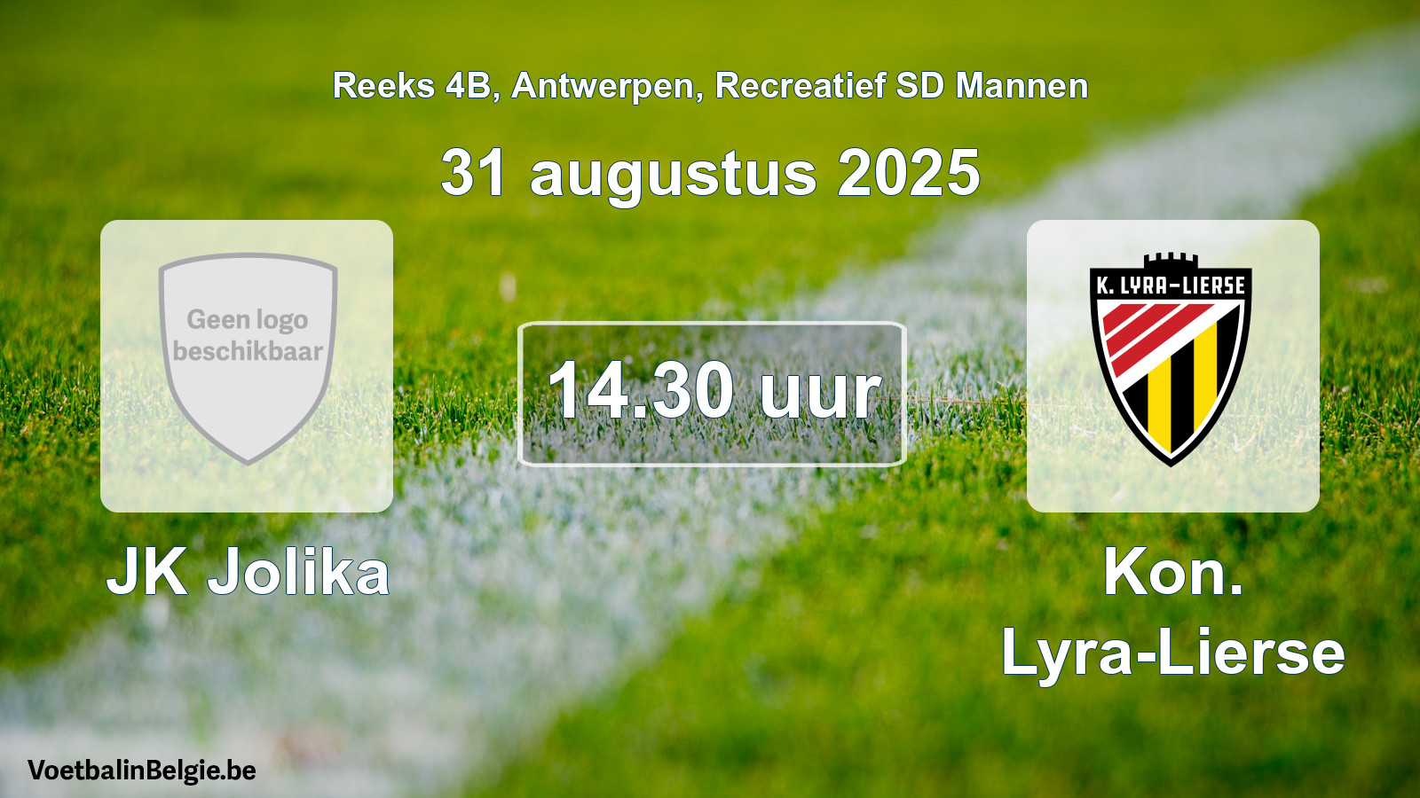 Scheduled match recreational sd men football: JK Jolika - Kon. Lyra-Lierse (31 August 2025)