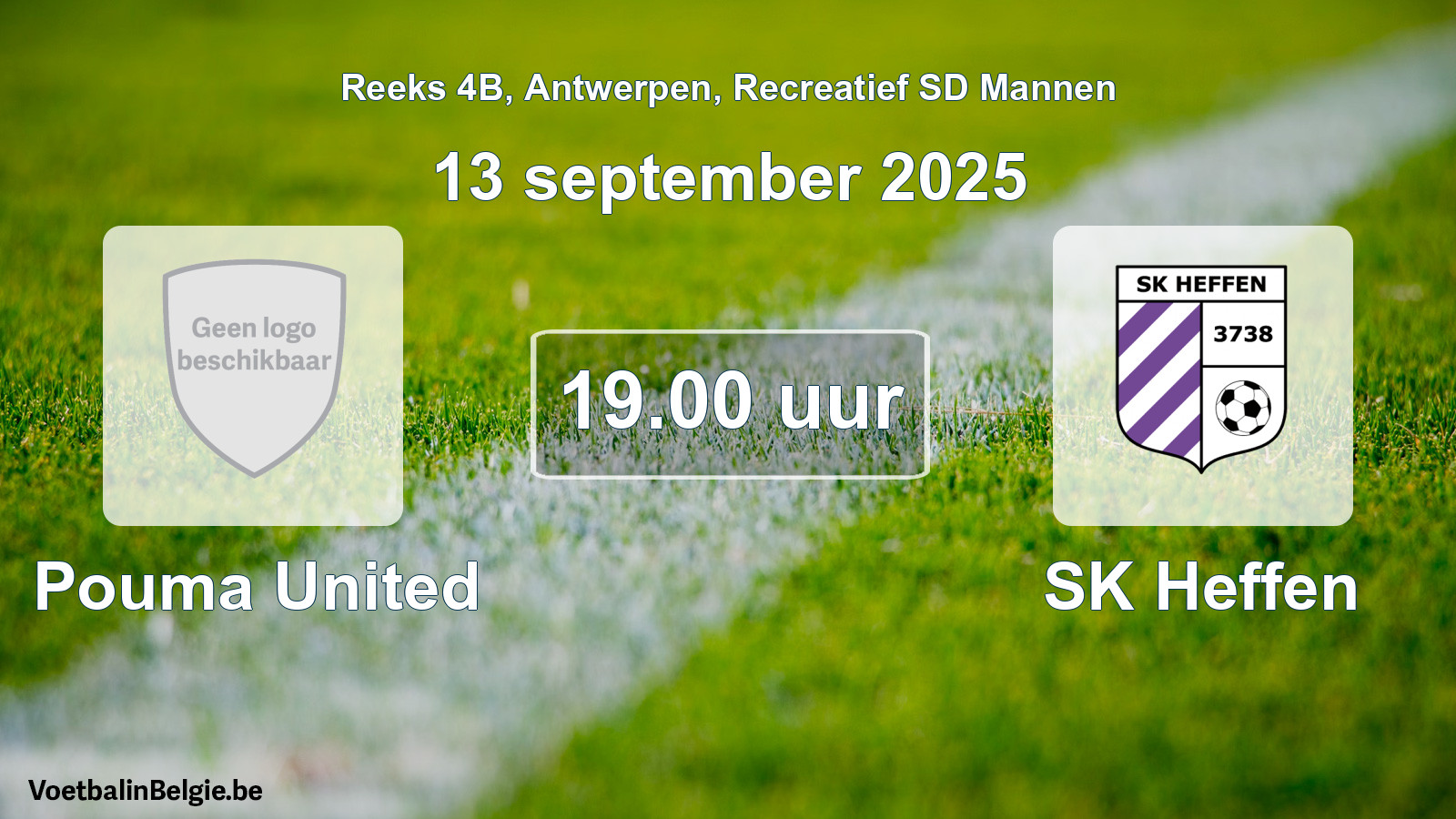 Geplande wedstrijd recreatief sd mannenvoetbal: Pouma United - SK Heffen (13 september 2025)