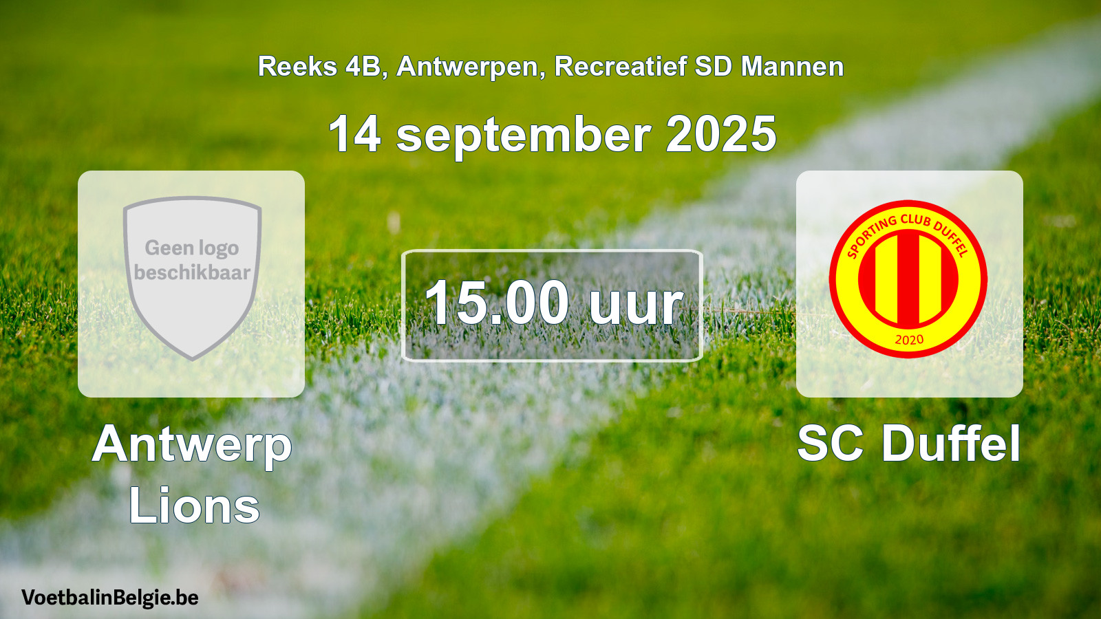 Scheduled match recreational sd men football: Antwerp Lions - SC Duffel (14 September 2025)