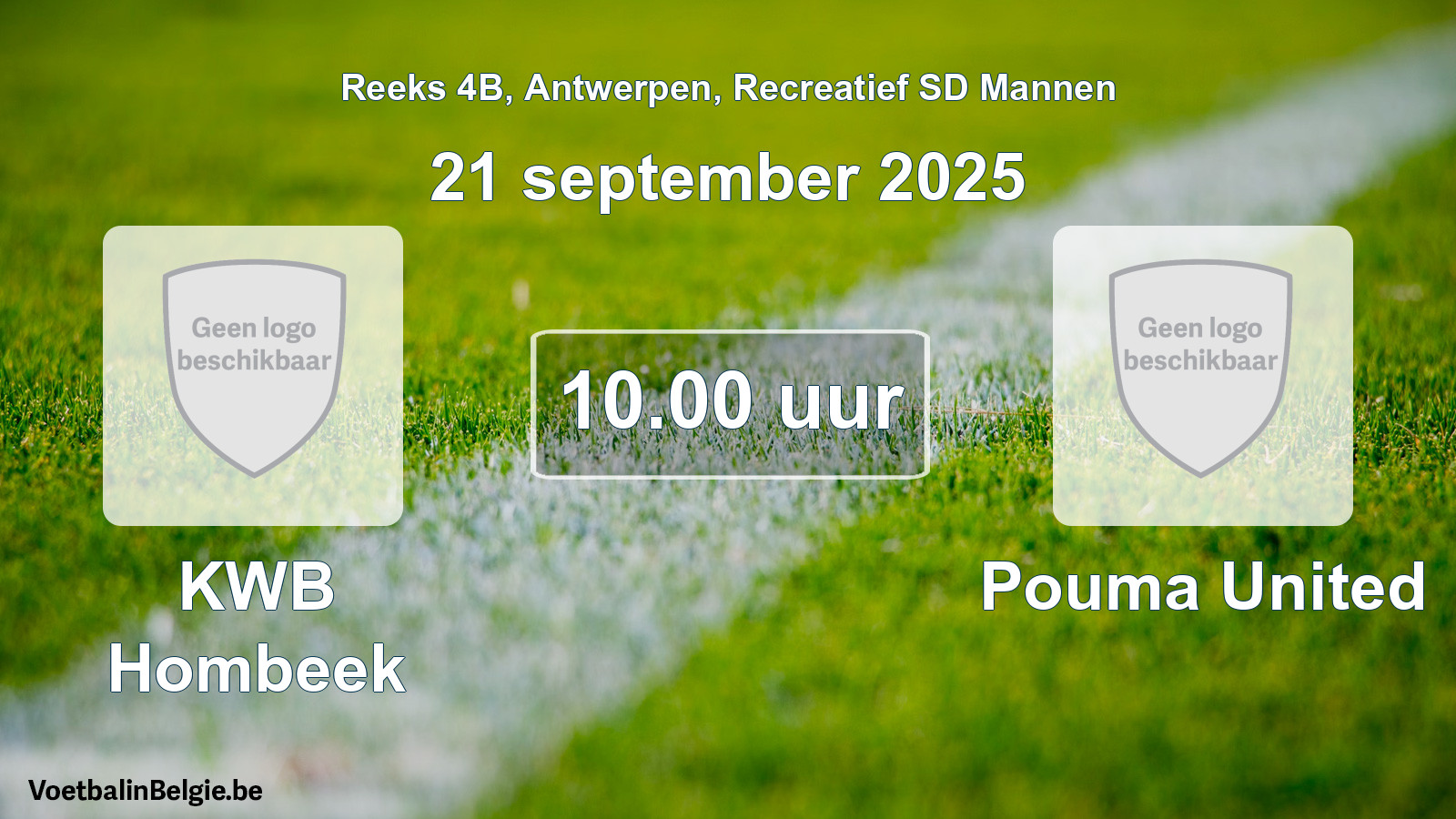 Geplande wedstrijd recreatief sd mannenvoetbal: KWB Hombeek - Pouma United (21 september 2025)