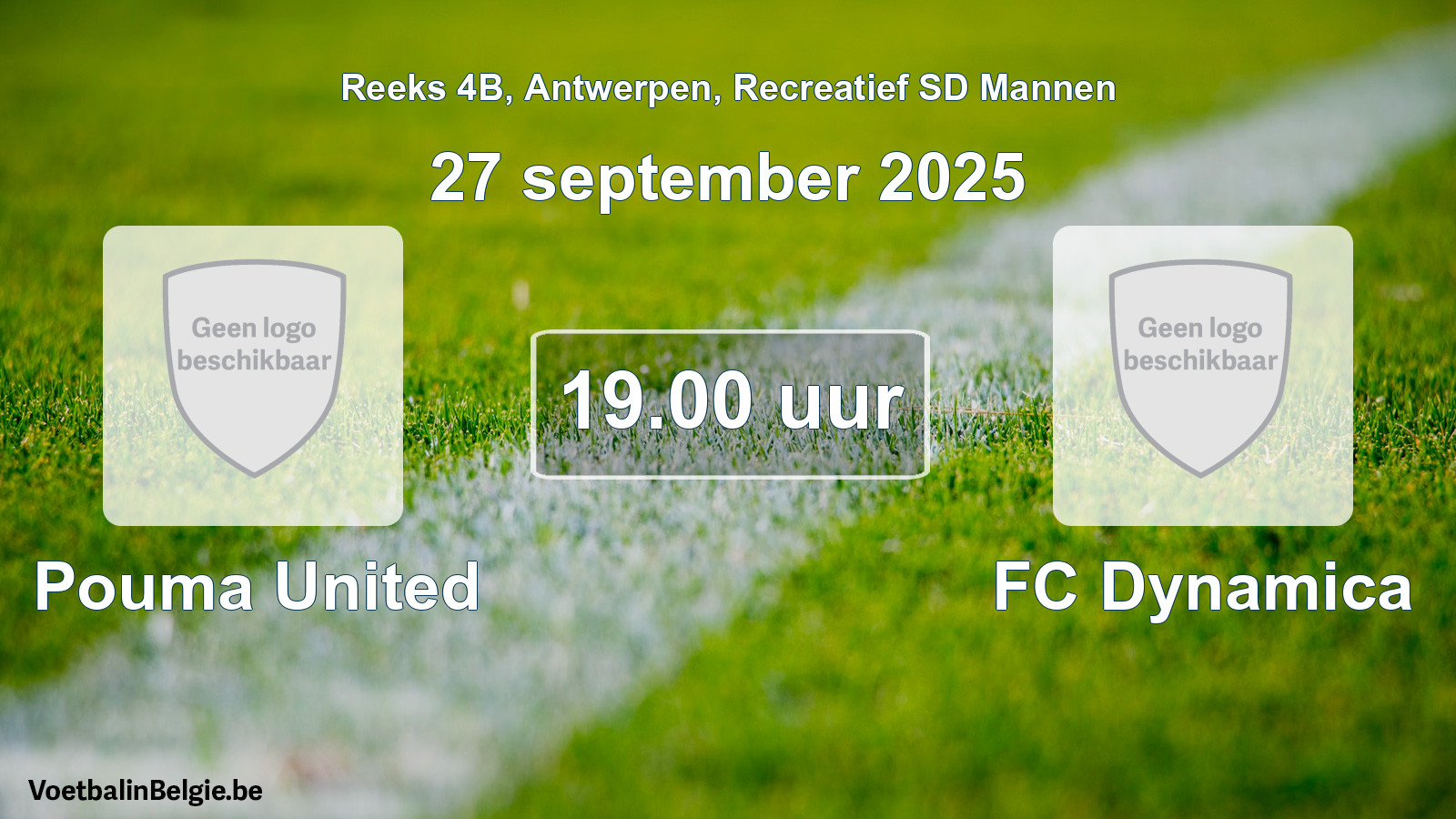 Geplande wedstrijd recreatief sd mannenvoetbal: Pouma United - FC Dynamica (27 september 2025)