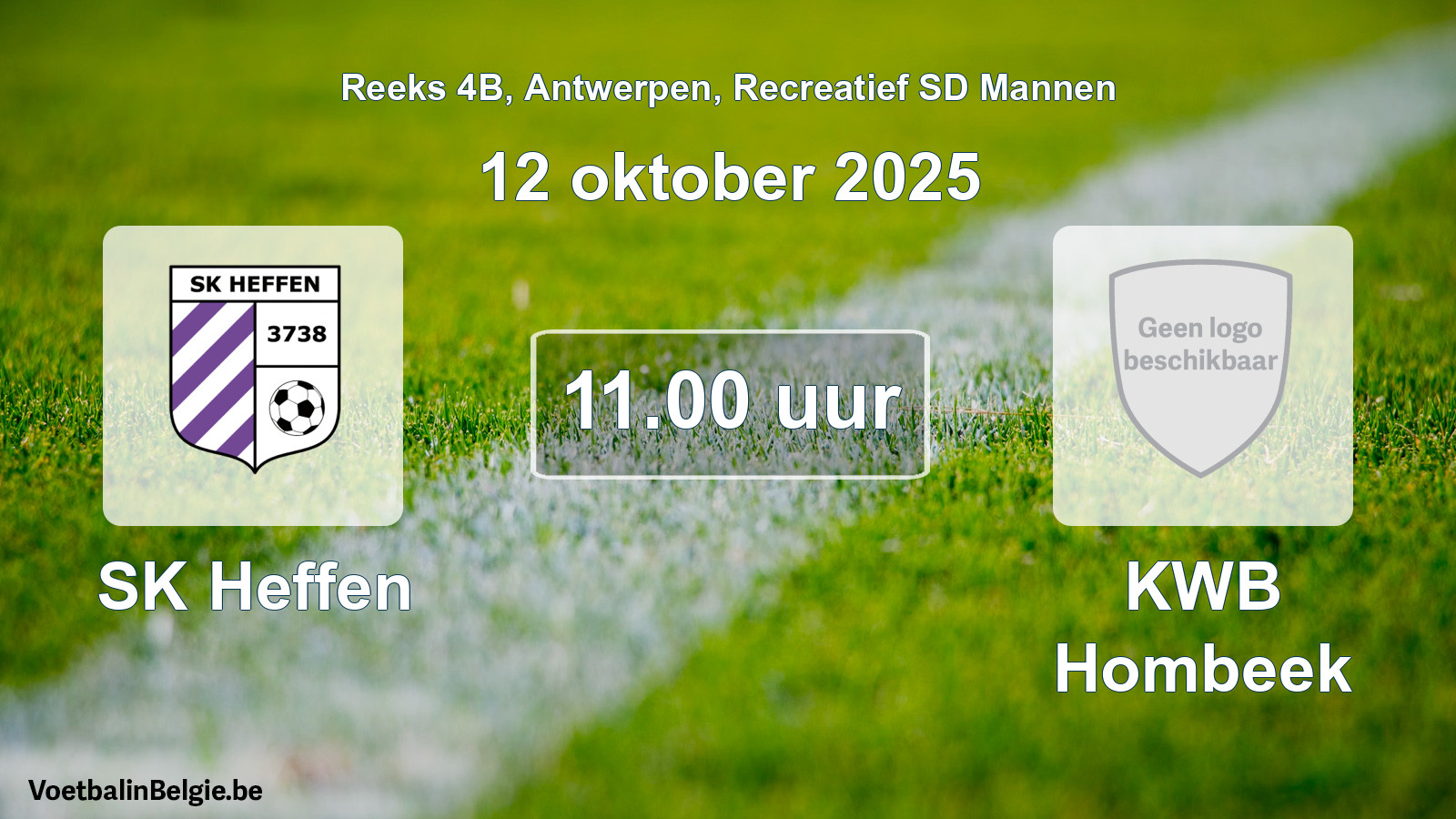 Match prévu football récréatif sd hommes: SK Heffen - KWB Hombeek (12 octobre 2025)