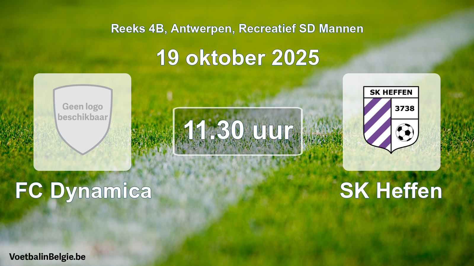 Geplande wedstrijd recreatief sd mannenvoetbal: FC Dynamica - SK Heffen (19 oktober 2025)