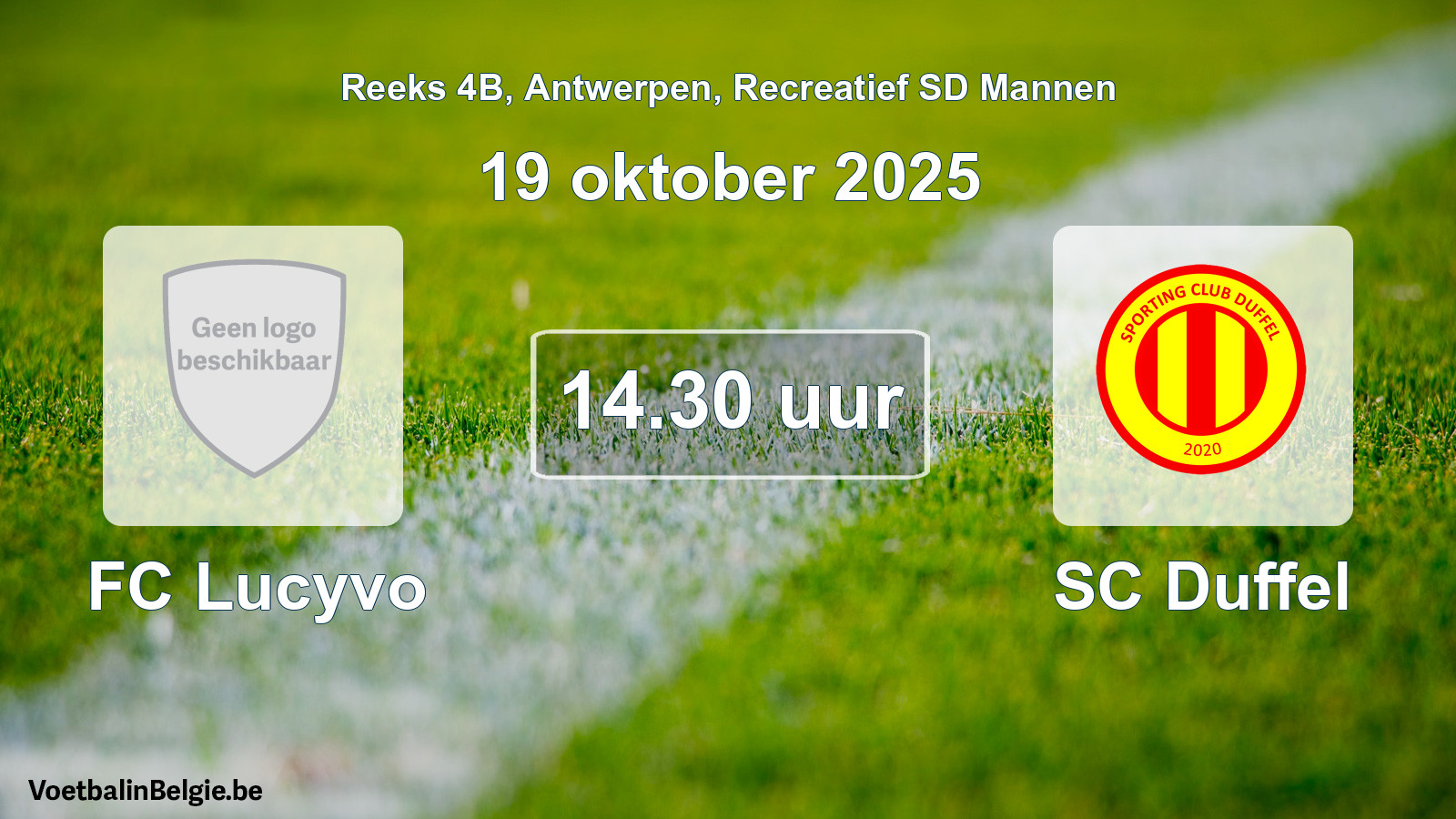 Scheduled match recreational sd men football: FC Lucyvo - SC Duffel (19 October 2025)