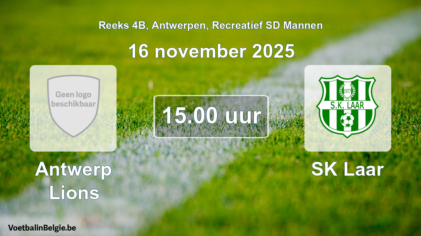 Scheduled match recreational sd men football: Antwerp Lions - SK Laar (16 November 2025)