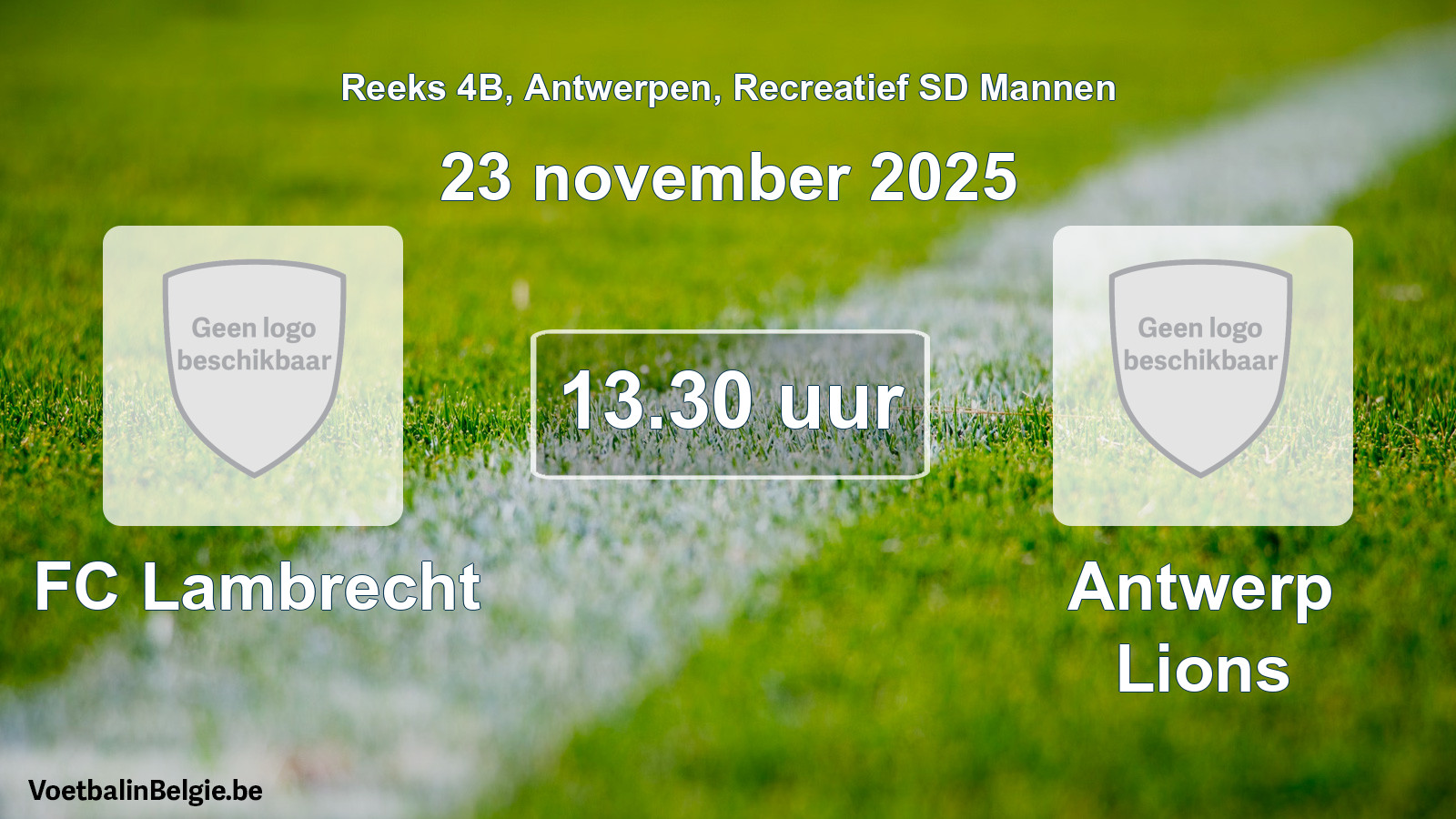 Geplande wedstrijd recreatief sd mannenvoetbal: FC Lambrecht - Antwerp Lions (23 november 2025)