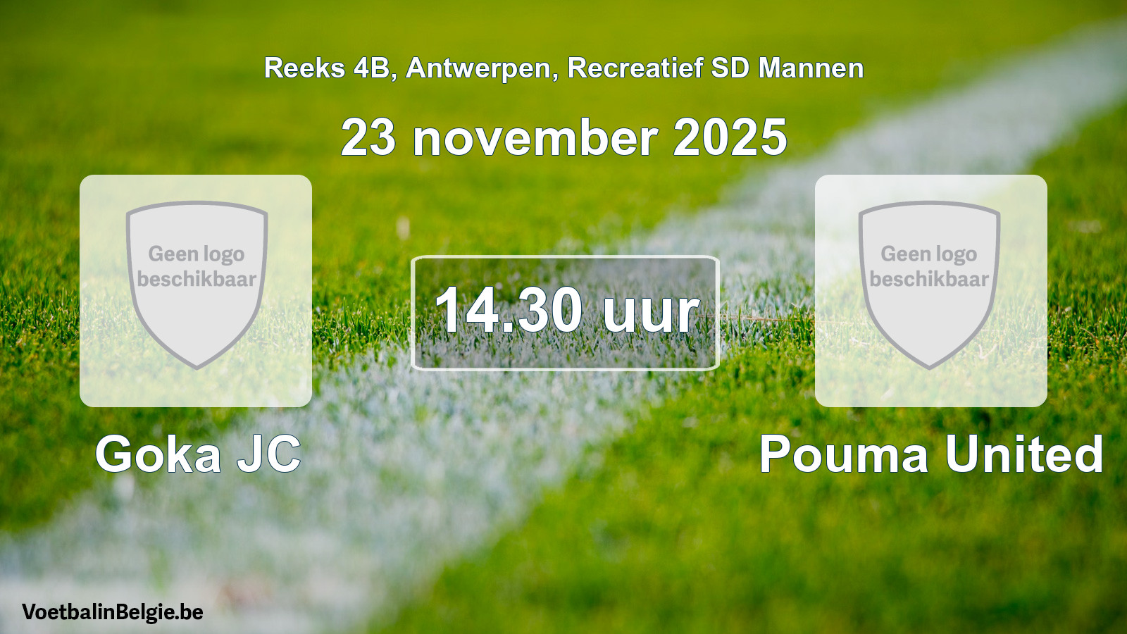 Geplande wedstrijd recreatief sd mannenvoetbal: Goka JC - Pouma United (23 november 2025)
