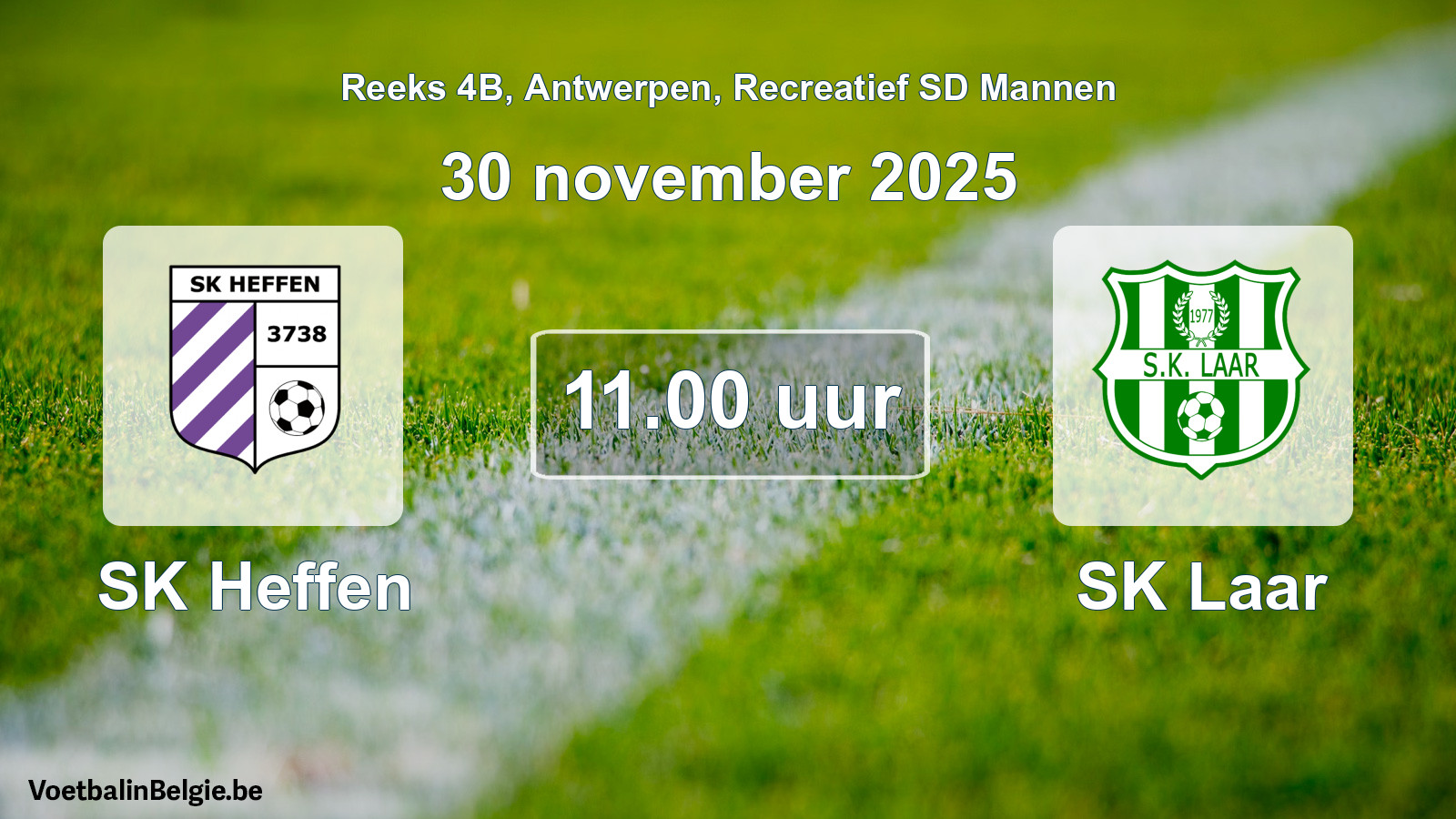 Geplande wedstrijd recreatief sd mannenvoetbal: SK Heffen - SK Laar (30 november 2025)