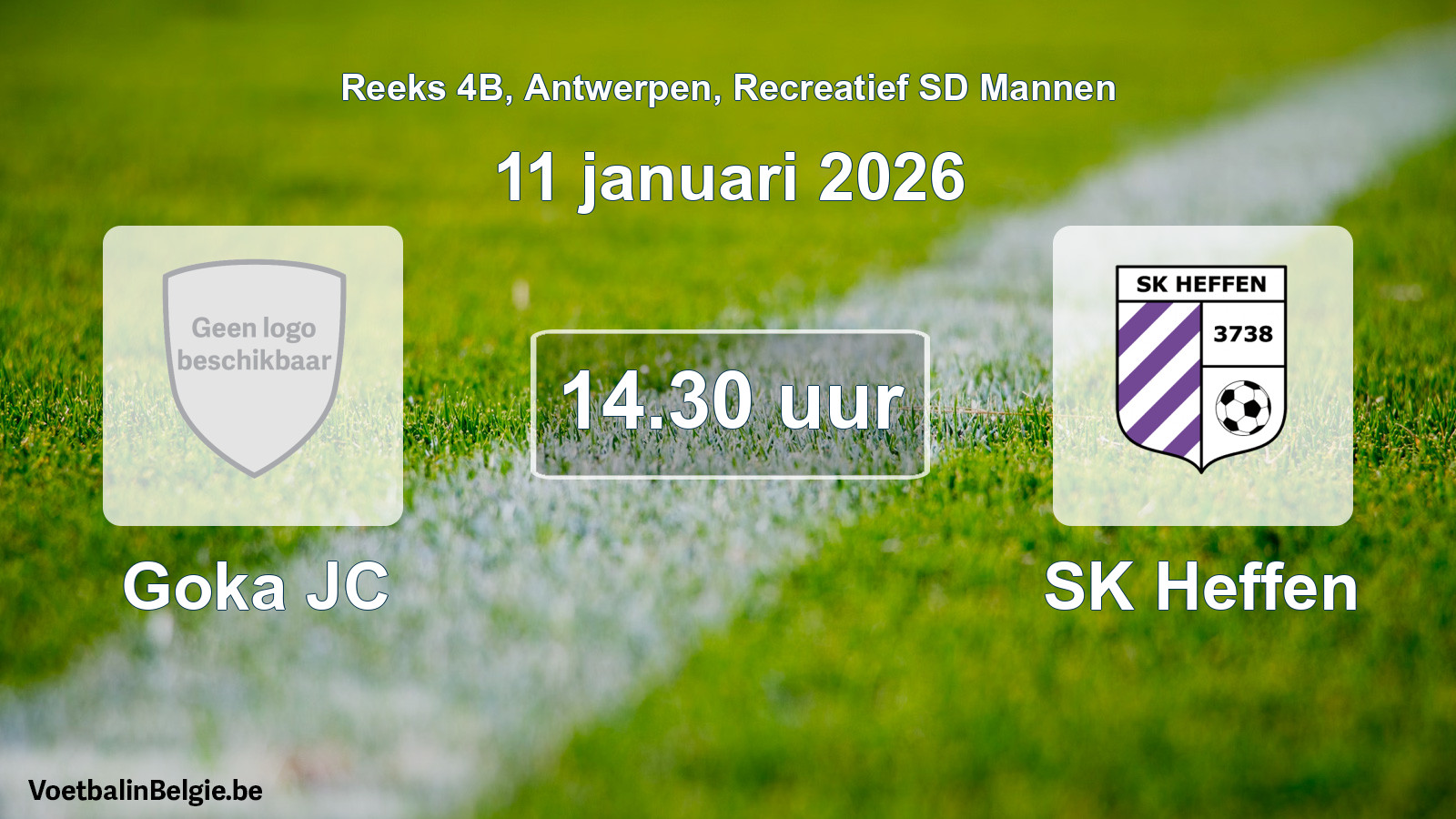Match prévu football récréatif sd hommes: Goka JC - SK Heffen (11 janvier 2026)