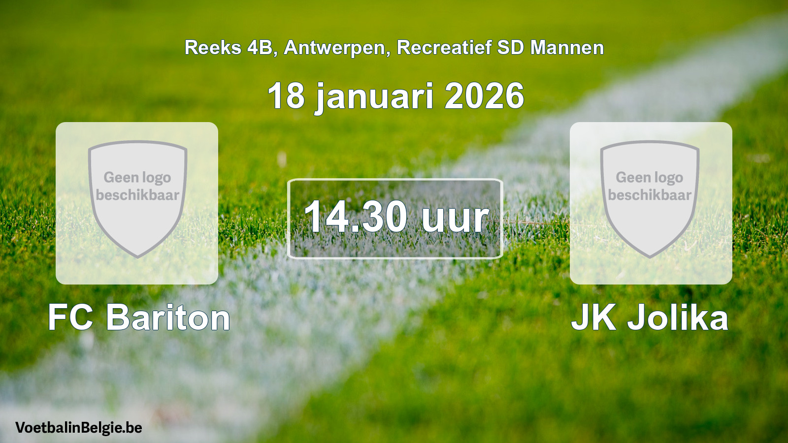 Scheduled match recreational sd men football: FC Bariton - JK Jolika (18 January 2026)